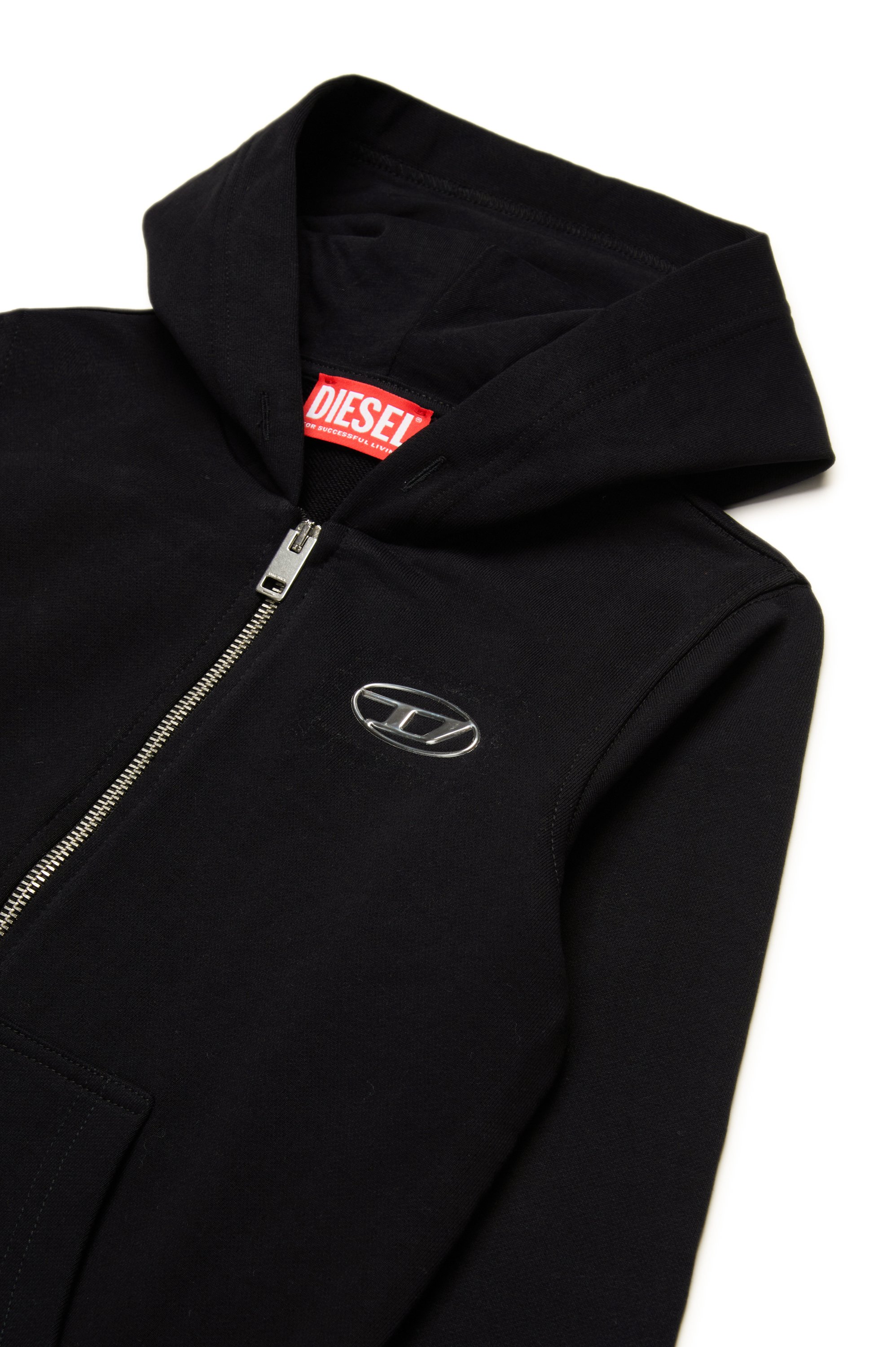 Diesel - SMACIS, Herren Kapuzenpullover mit Reißverschluss und Oval D mit Metall-Effekt in Schwarz - 3