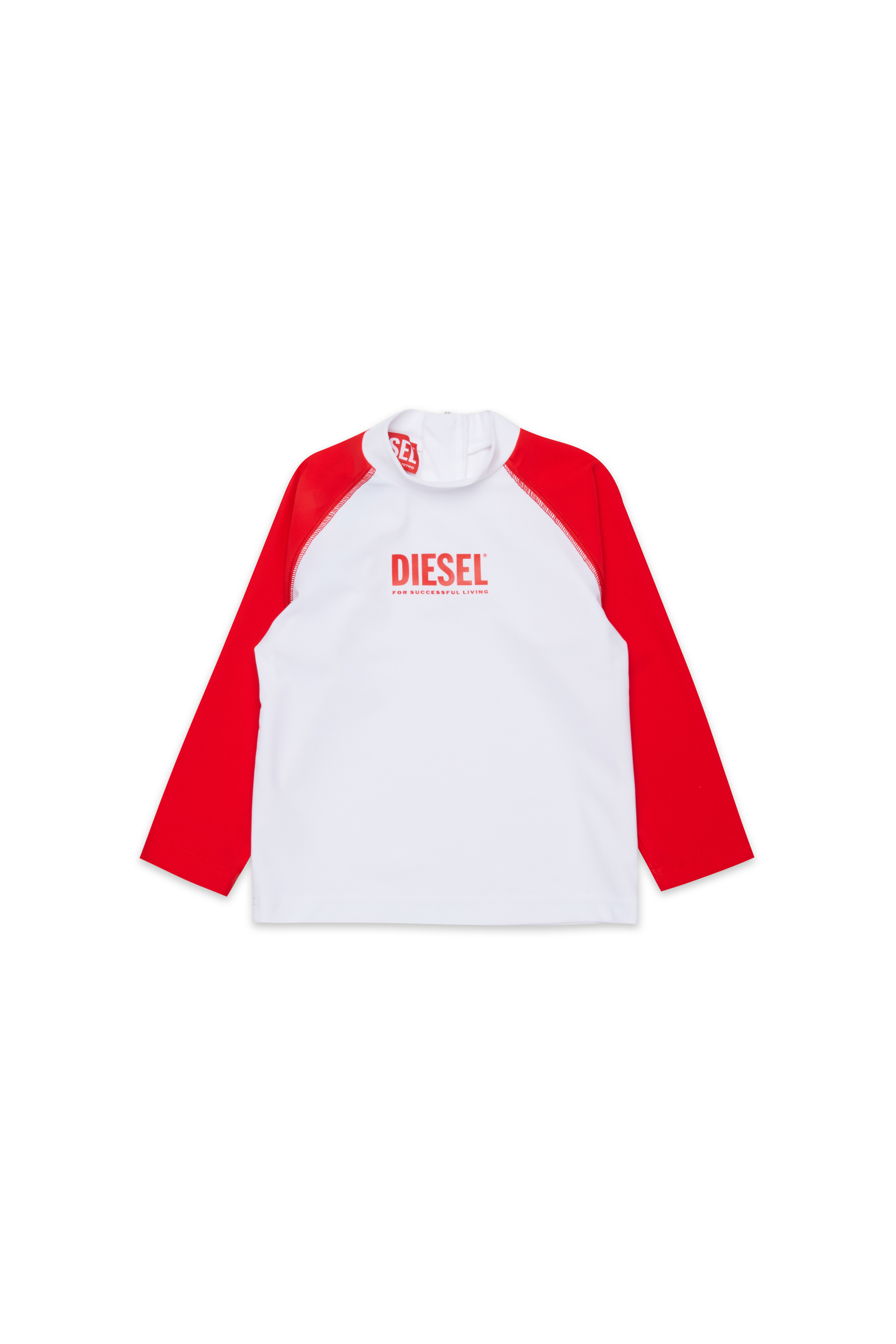 Diesel - MTRIB, Herren Rashguard mit hohem Kragen in Weiss/Rot - 1