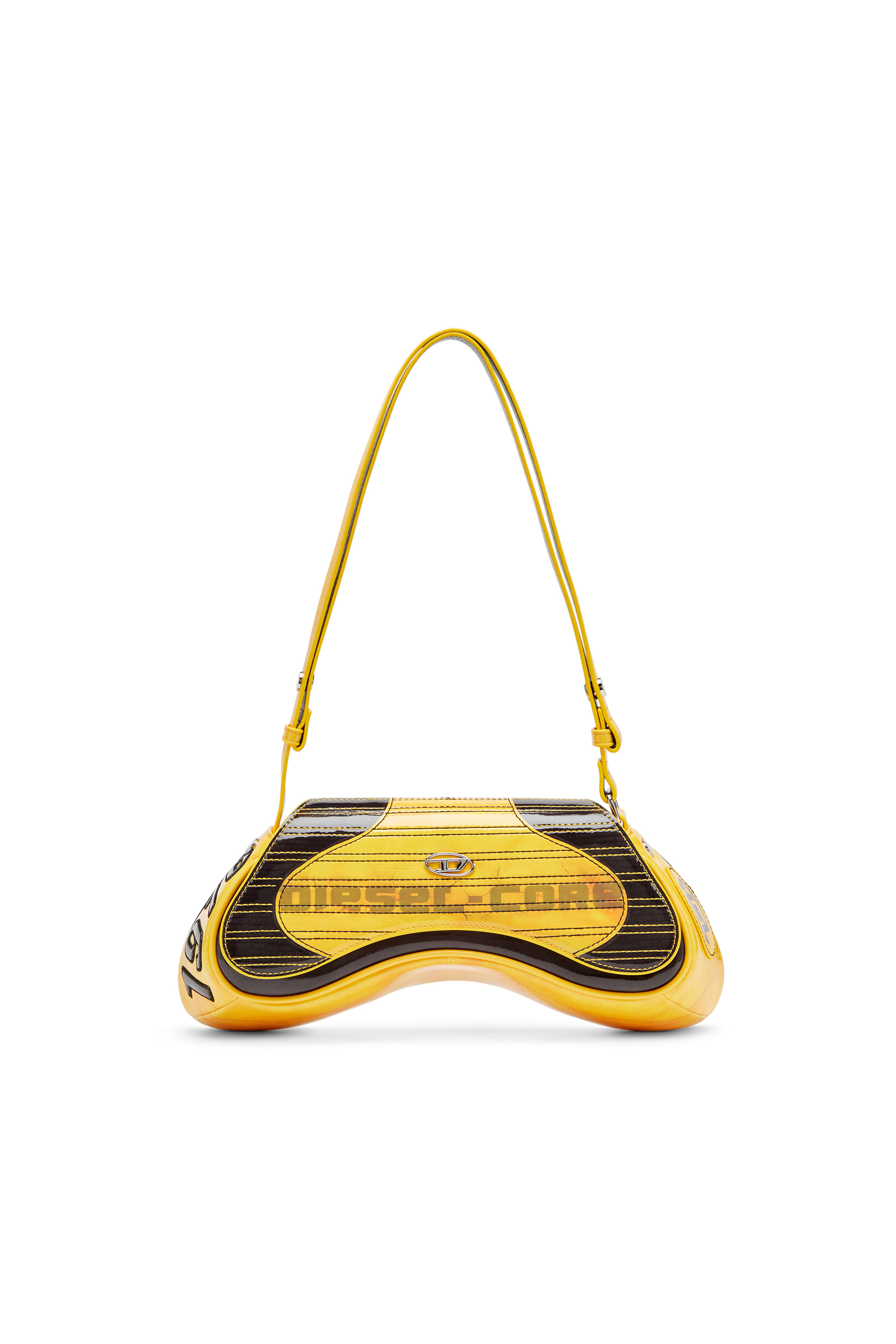 Diesel - PLAY CROSSBODY, Play-Borsa crossbody lucida con dettagli biker Donna in Giallo - 2