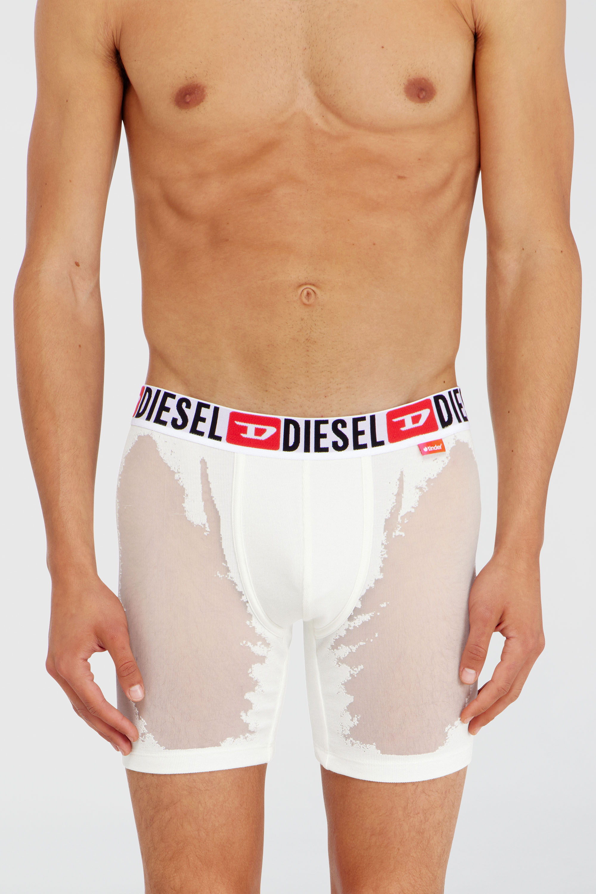 Diesel - PR-MAX-D-CORE, Man's Boxer briefs with sheer devor&eacute; effect in White - 3