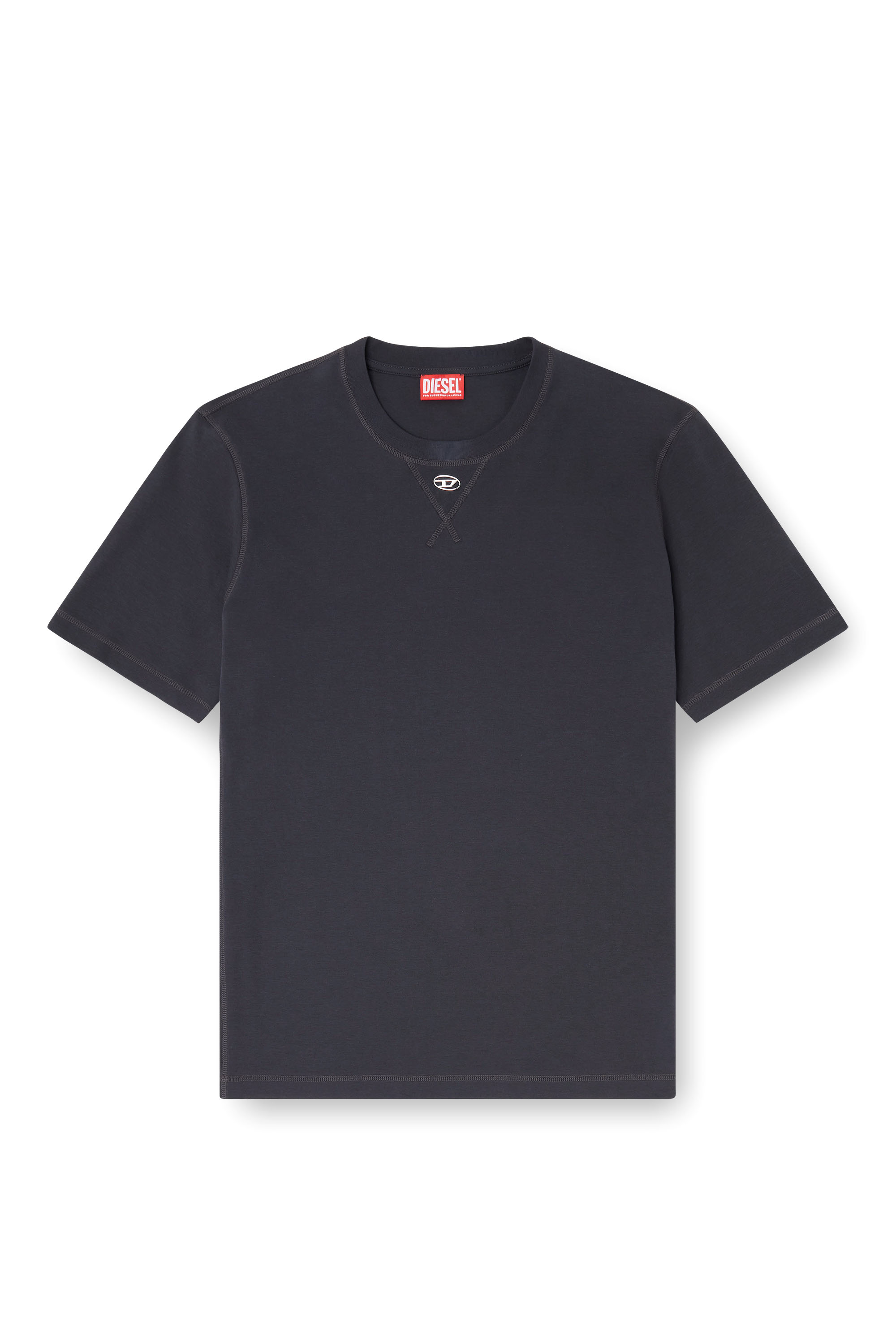 Diesel - T-MADJUST-TR, T-shirt r&eacute;guli&egrave;re avec col rond et Oval D Homme in Gris - 2