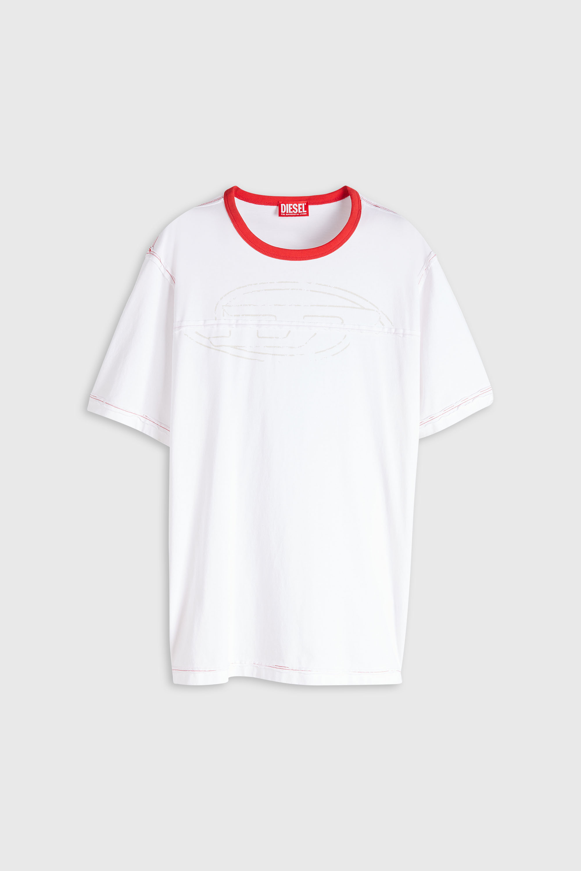 Diesel - T-ADJUST-CUT-OD, Herren T-shirt mit sectioniertem Oval D in Wei&szlig; - 2