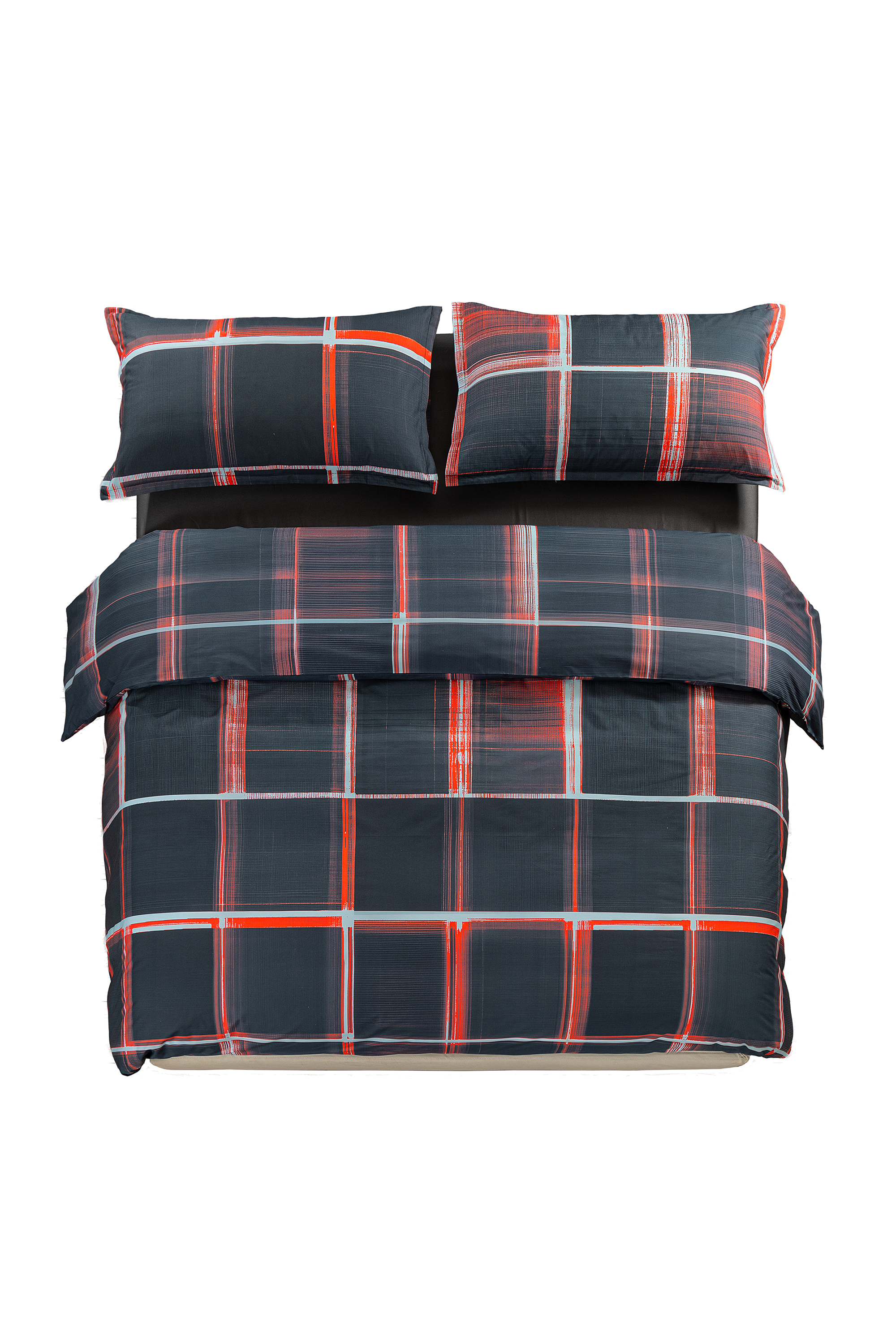 Diesel - 1016331 PSYCHEDELIC CHECKS DARK  DUVET C, Unisex Perkal-Bettbezug-Set f&uuml;r ein Queen-Size-Bett in Schwarz/Rot - 1