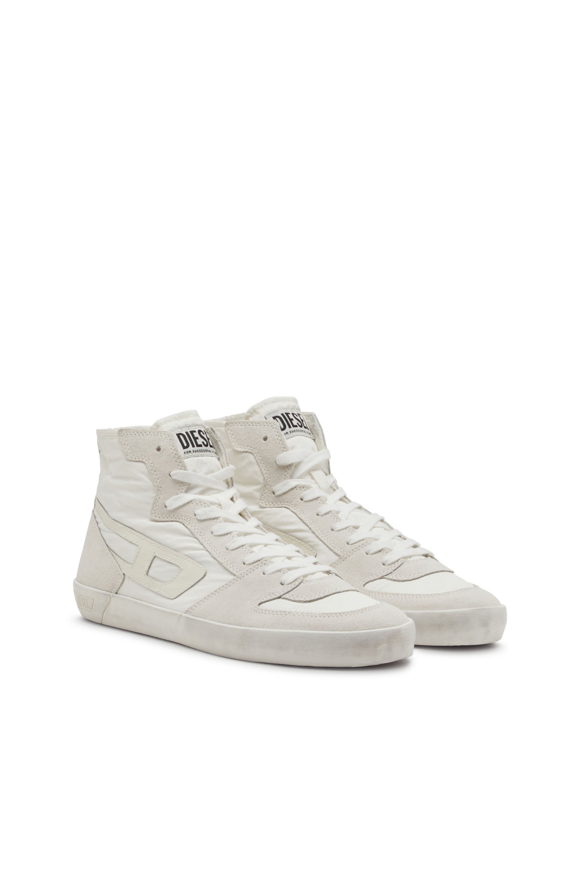 Diesel - S-LEROJI D-1 MID, S-Leroji D-Sneakers montantes matelassé en ripstop et cuir suédé Homme in Blanc - 2