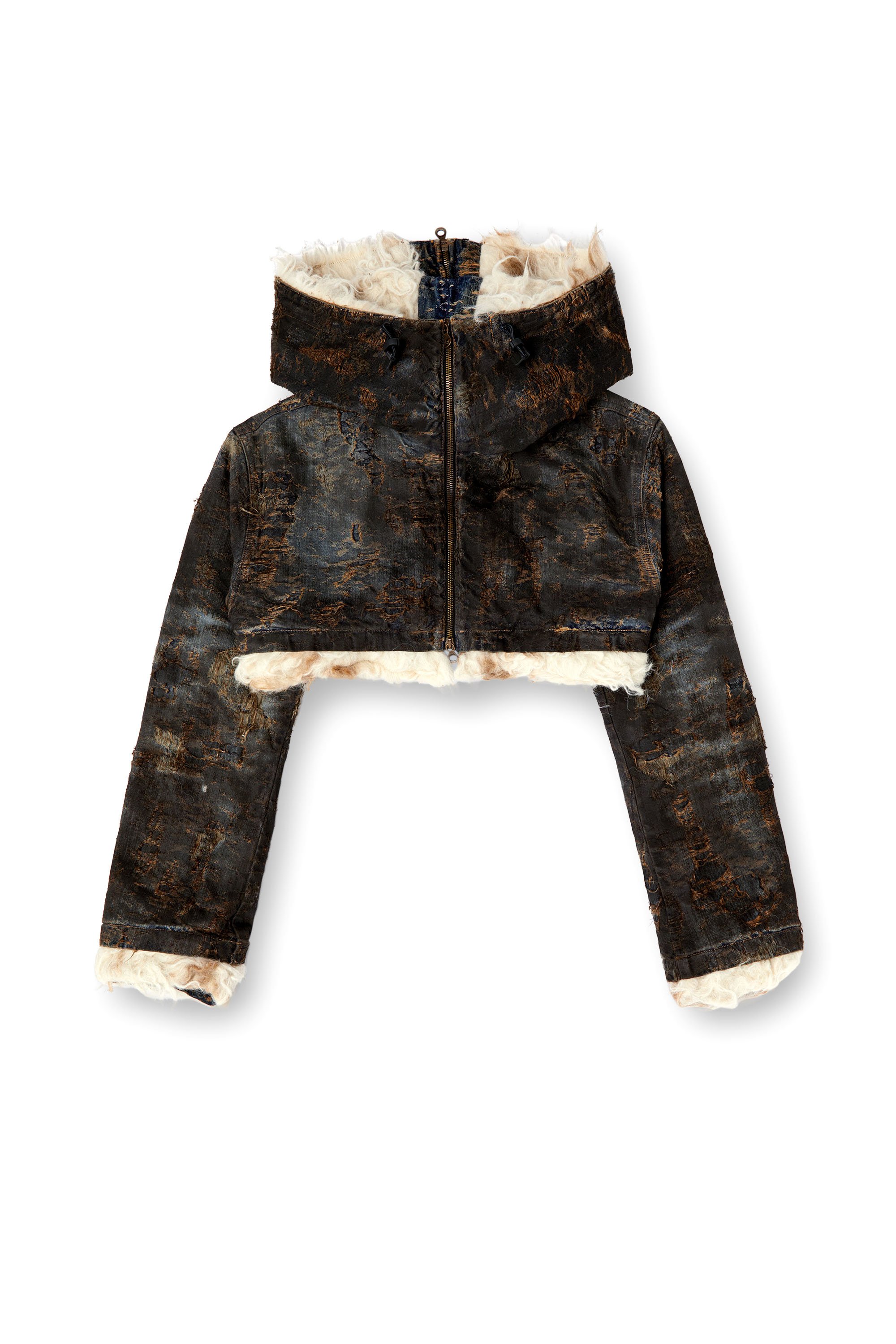 Diesel - DE-FU-FSF1, Giacca corta in denim jacquard effetto dirty Donna in Nero - 3