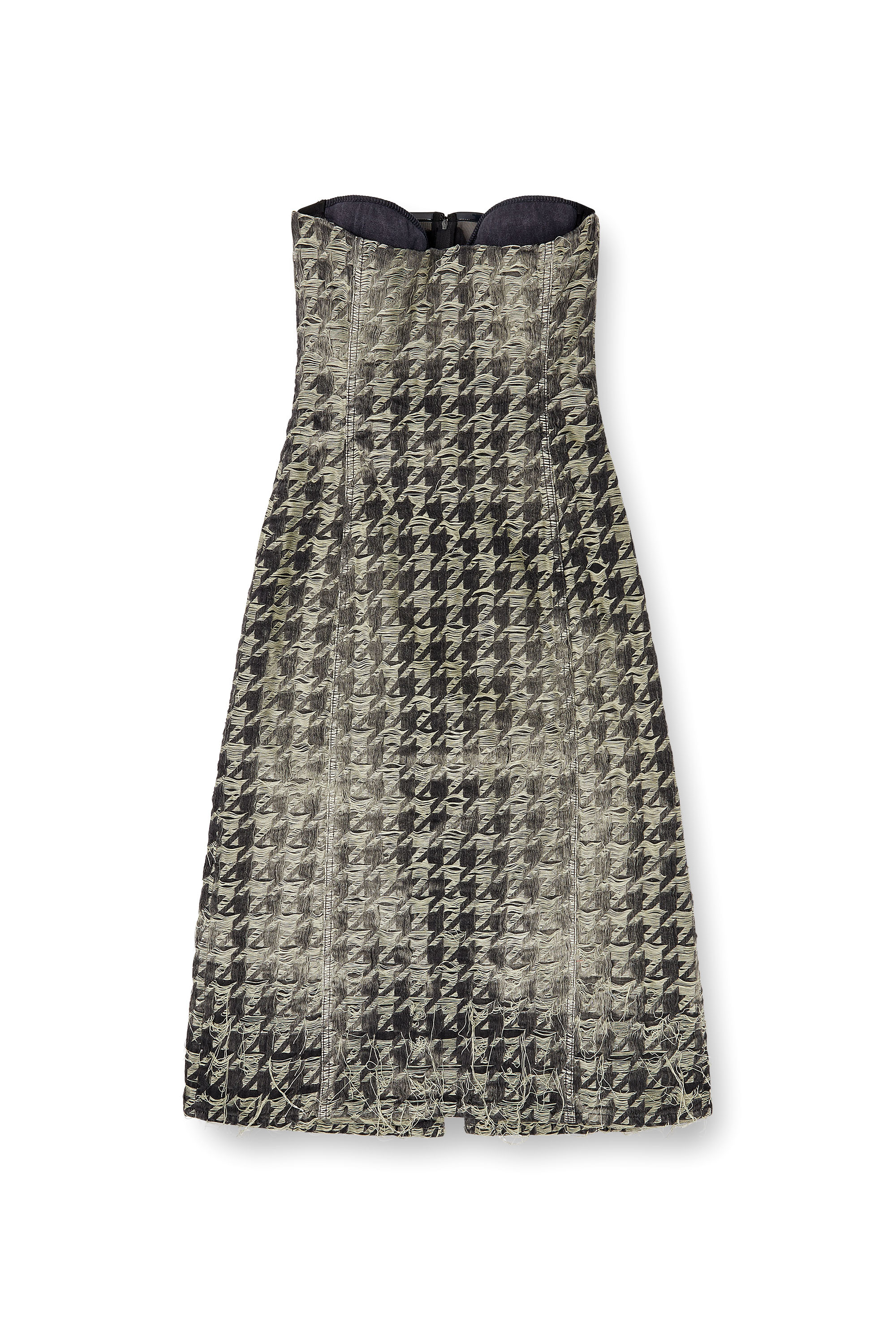 DE-OLIVIA-FSH, Nero/Bianco Diesel - DE-OLIVIA-FSH, Abito midi in denim con trama pied-de-poule Donna in Multicolor - 2