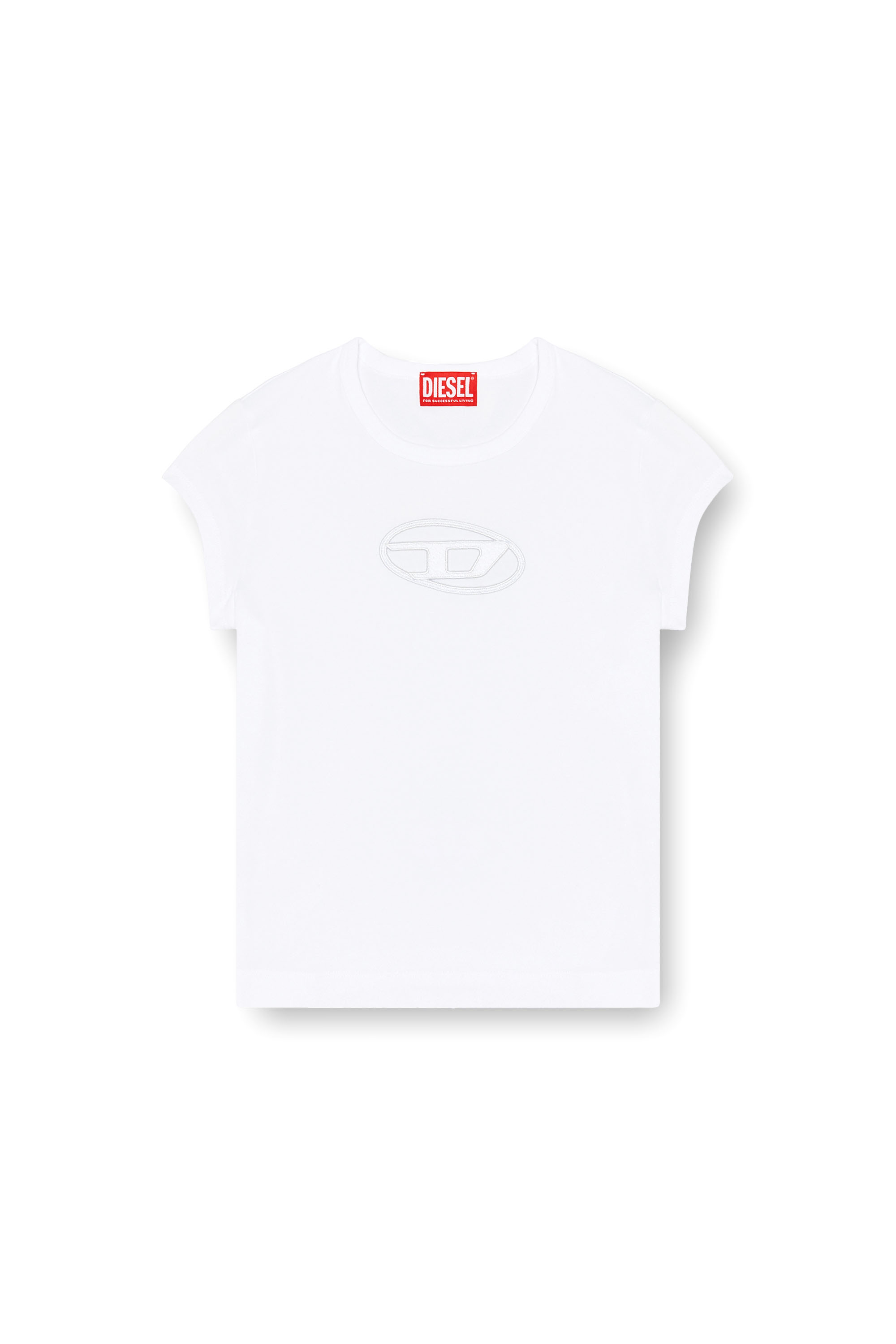 Diesel - T-ANGIE, T-shirt avec logo peek-a-boo Femme in Blanc - 3