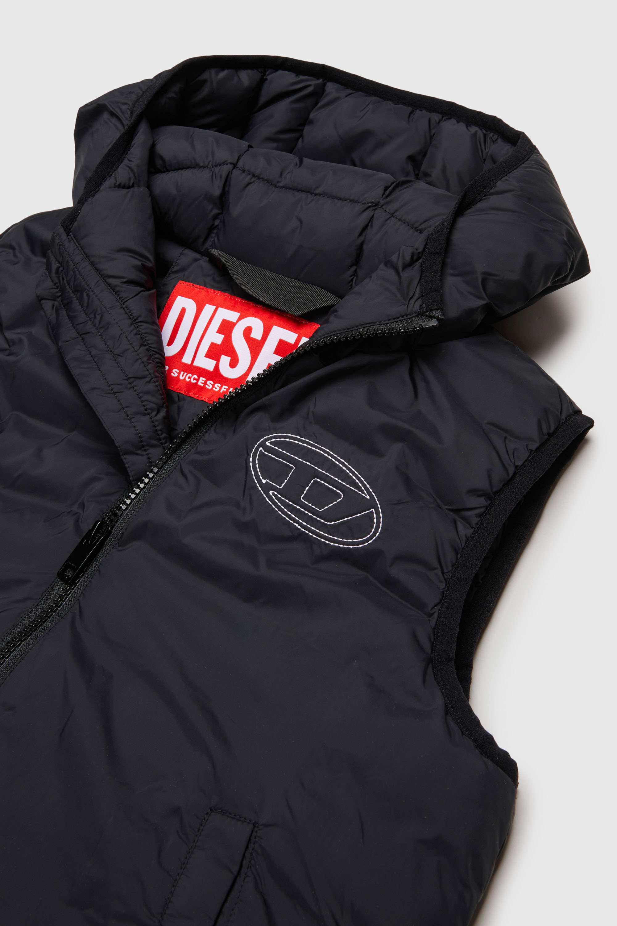 Diesel - JOSIP, Unisex Weste mit Kapuze aus wattiertem Nylon in Schwarz - 3