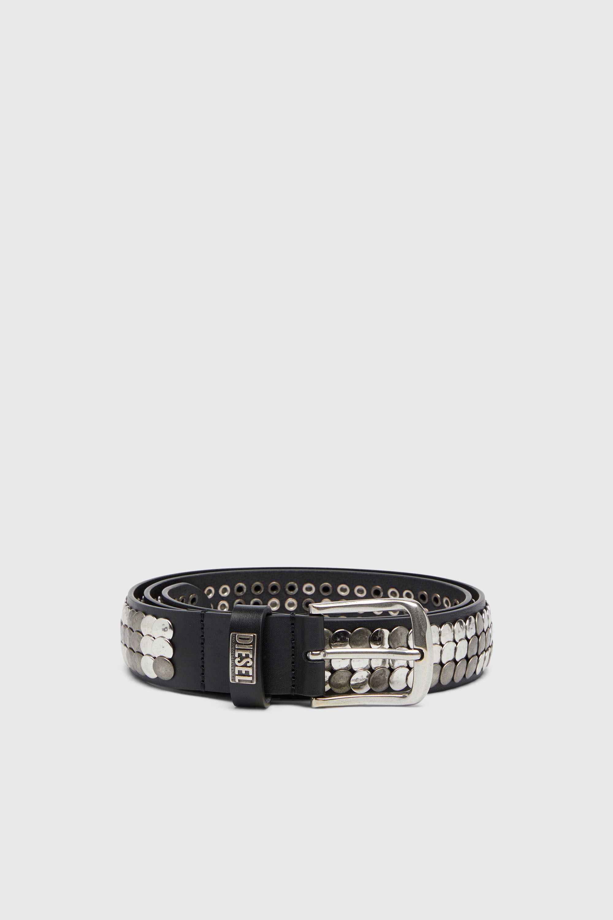 Diesel - B-FULL MIX RIVETS, Ceinture 4 cm cm avec clous all-over Homme in Noir - 1
