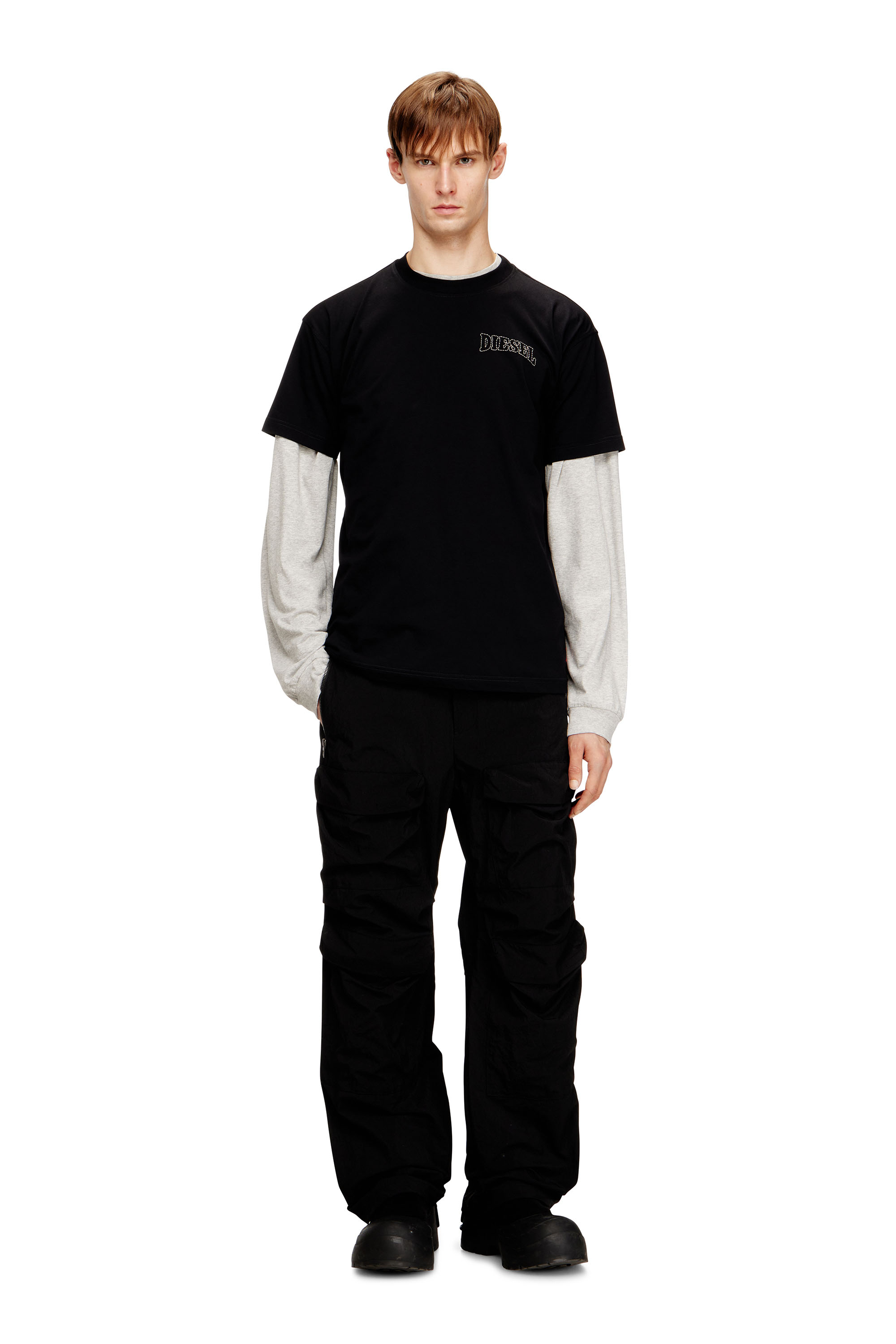 Diesel - T-NORM-V16, T-shirt regular in cotone con ricamo Diesel Uomo in Nero - 2