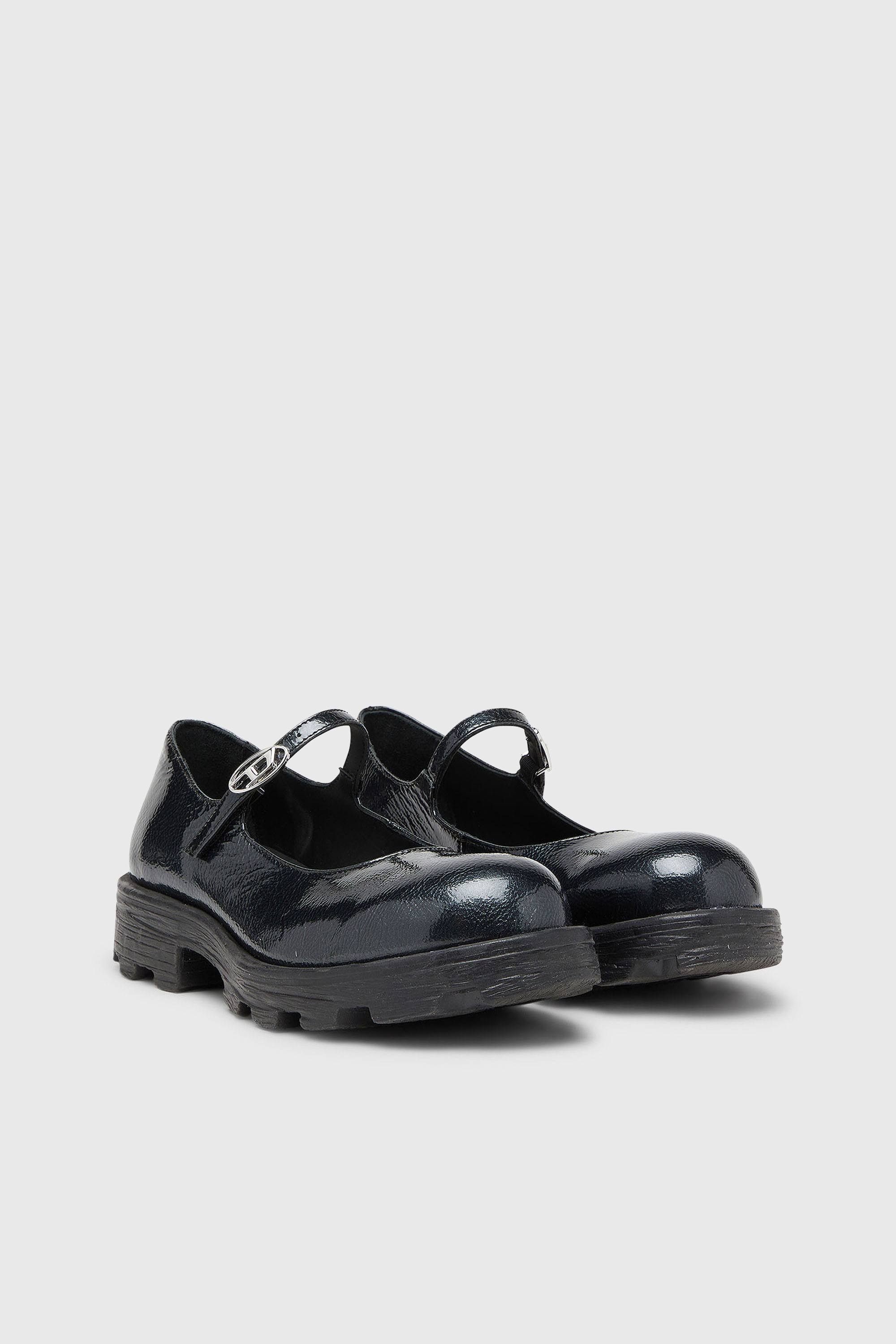 Diesel - D-HAMMER MARY JANE, Woman's D-Hammer - Lugged Mary Jane flats in patent leather in Black - 2