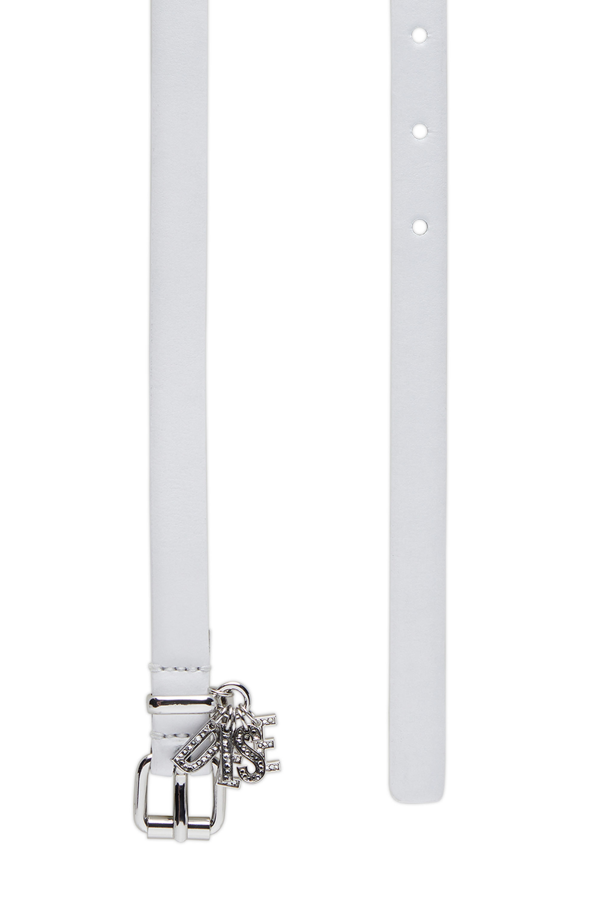 B-CHARM-LOOP, Blanc Diesel - B-CHARM-LOOP, Ceinture 1.4 cm en cuir avec breloques à logo en cristaux Femme in Blanc - 2