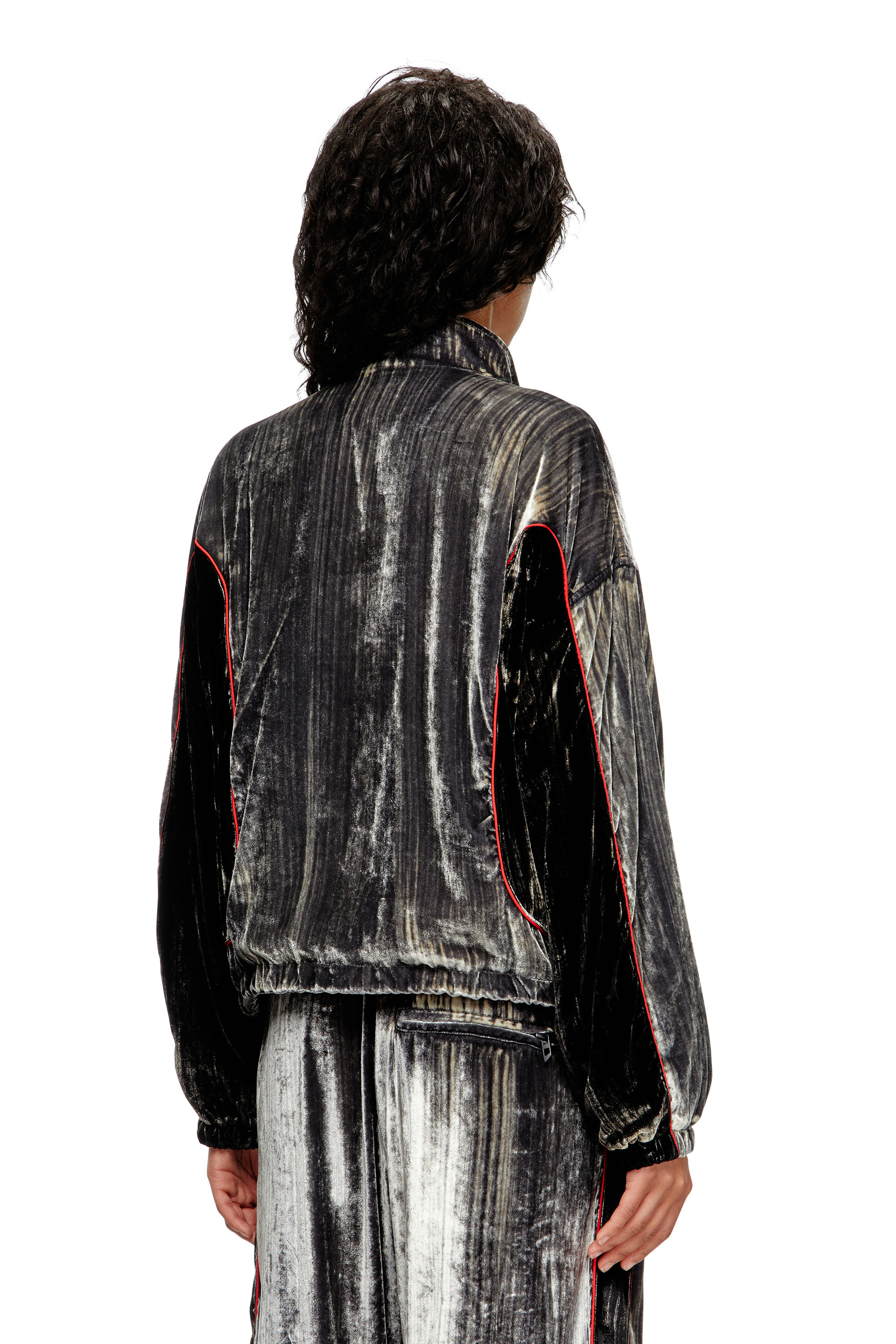 Diesel - G-RIFFIN, Giacca sportiva in velluto di seta distressed Donna in Grigio - 4