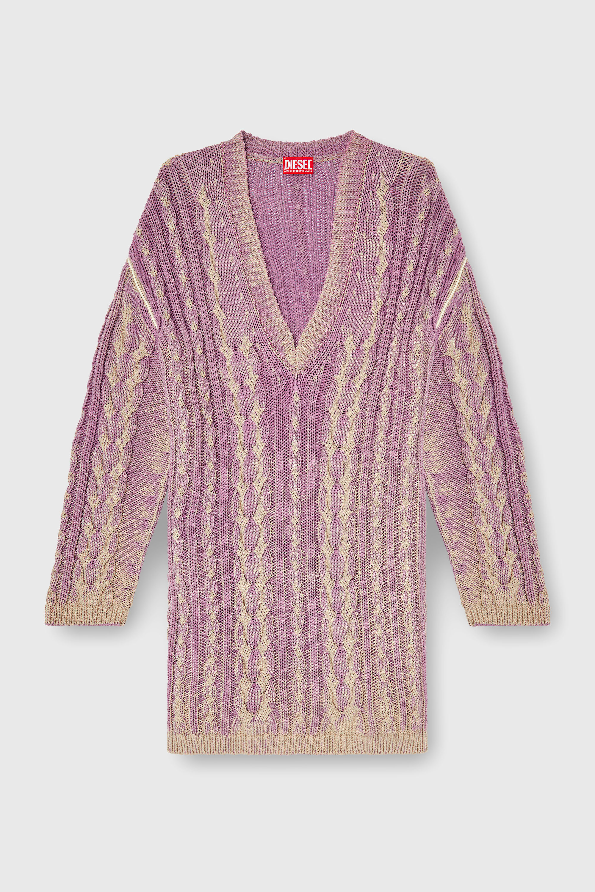 Diesel - M-ELGA, Abito corto in maglia a trecce Donna in Viola - 2