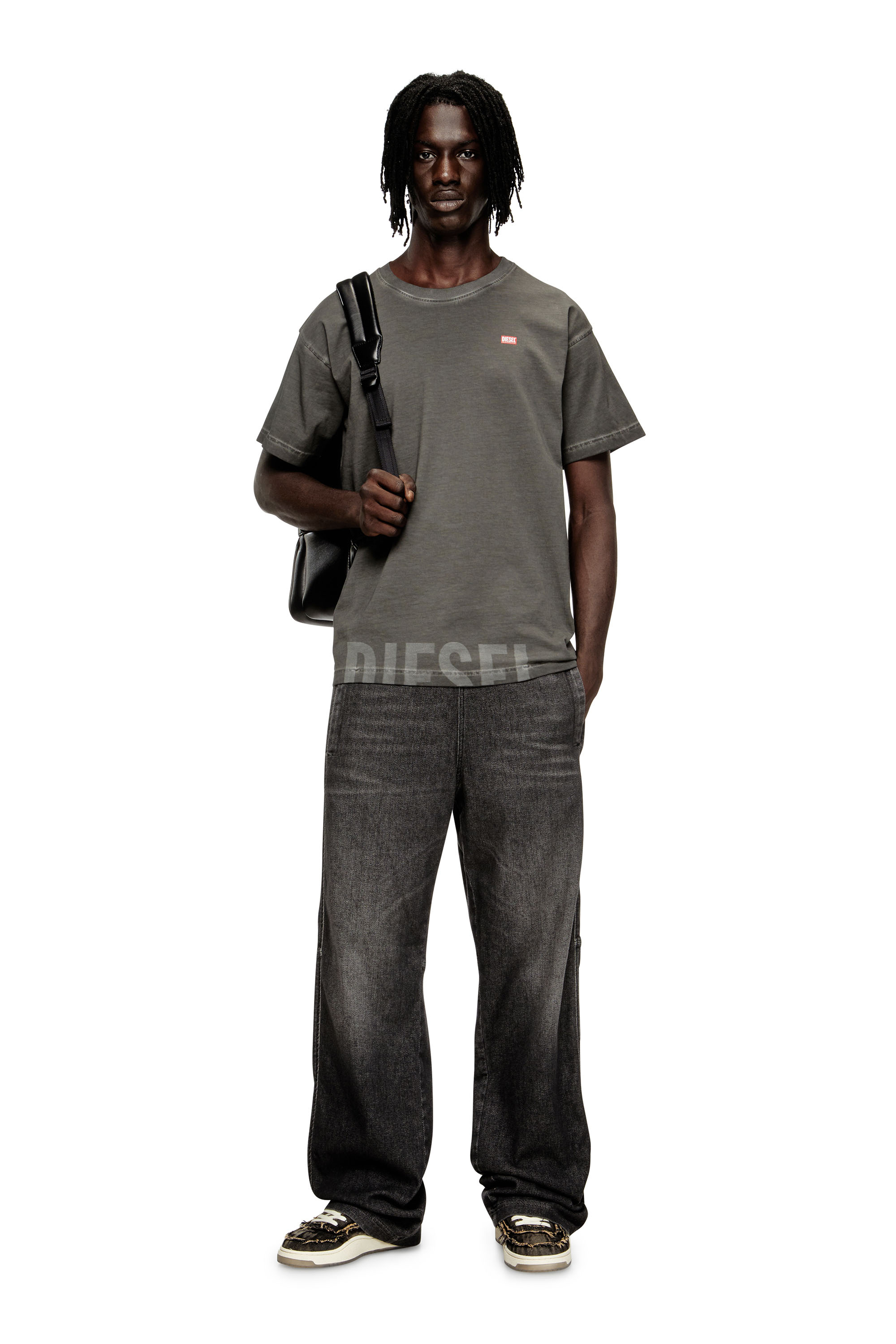 Diesel - T-NORM-T7, T-shirt en coton à col rond avec imprimé Homme in Gris - 2