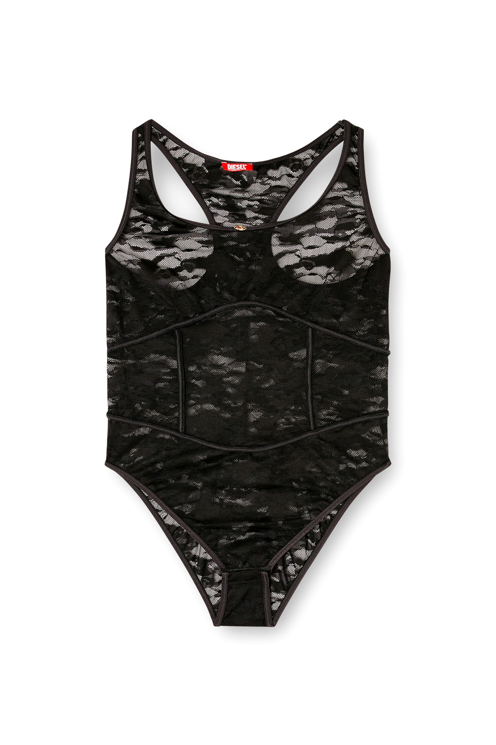 Diesel - EZZY-UTLT, Maillot en nylon avec design en dentelle Femme in Noir - 4
