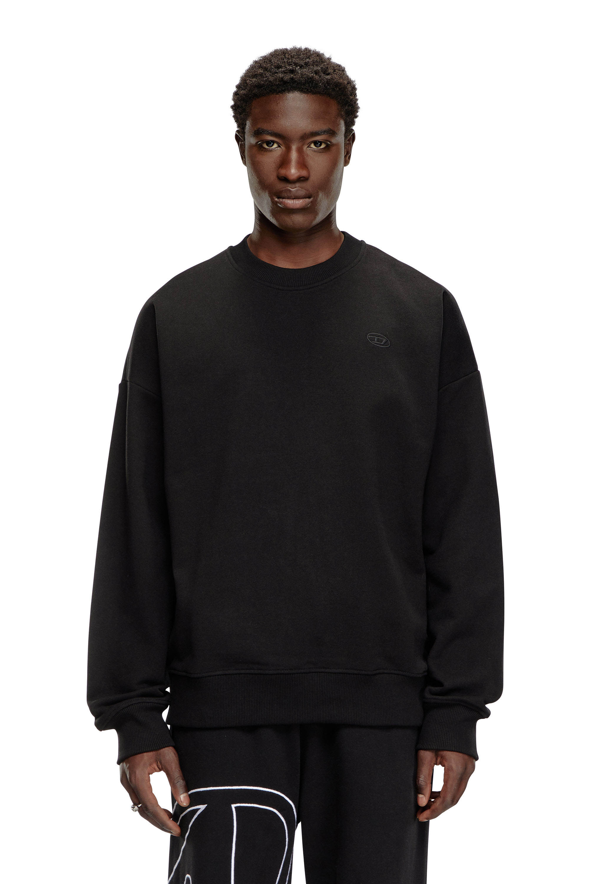 Diesel - S-ROB-MEGOVAL-D, Man Sweatshirt with logo embroidery in Black - Image 4