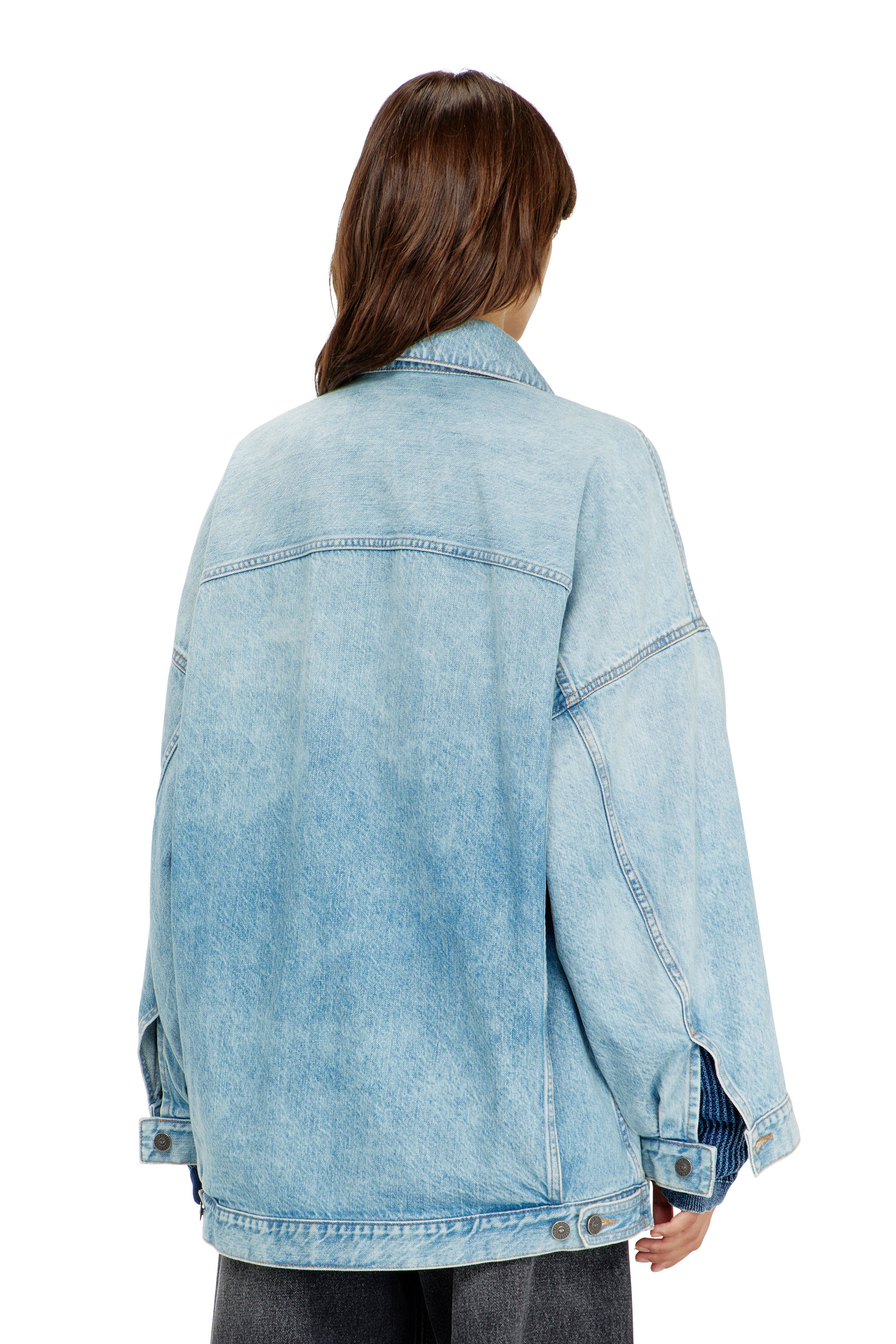 Diesel - DE-LIN, Veste workwear en denim oversized Femme in Bleu - 4