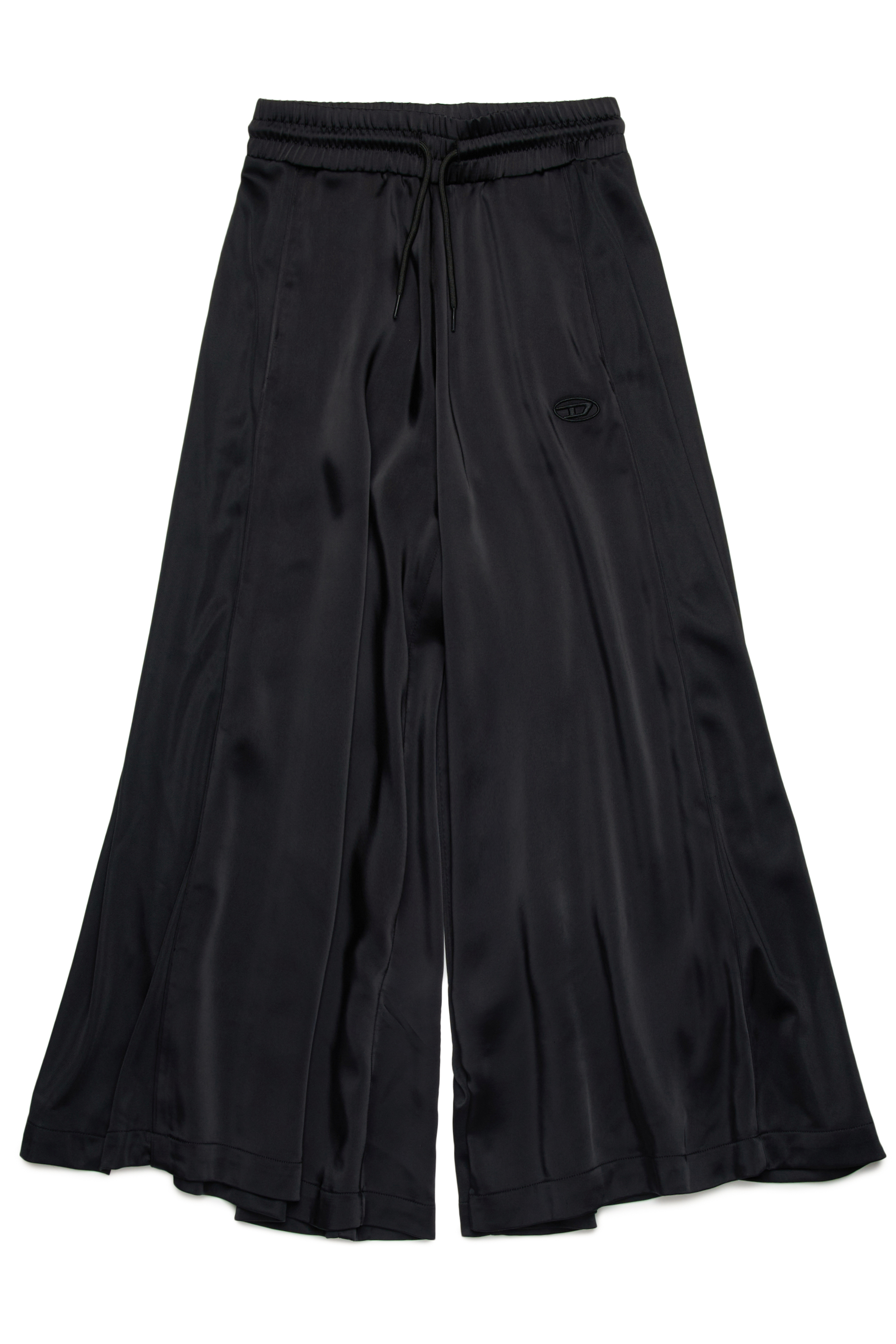 Diesel - PWILD, Pantalon Palazzo en satin et jersey Femme in Noir - 1