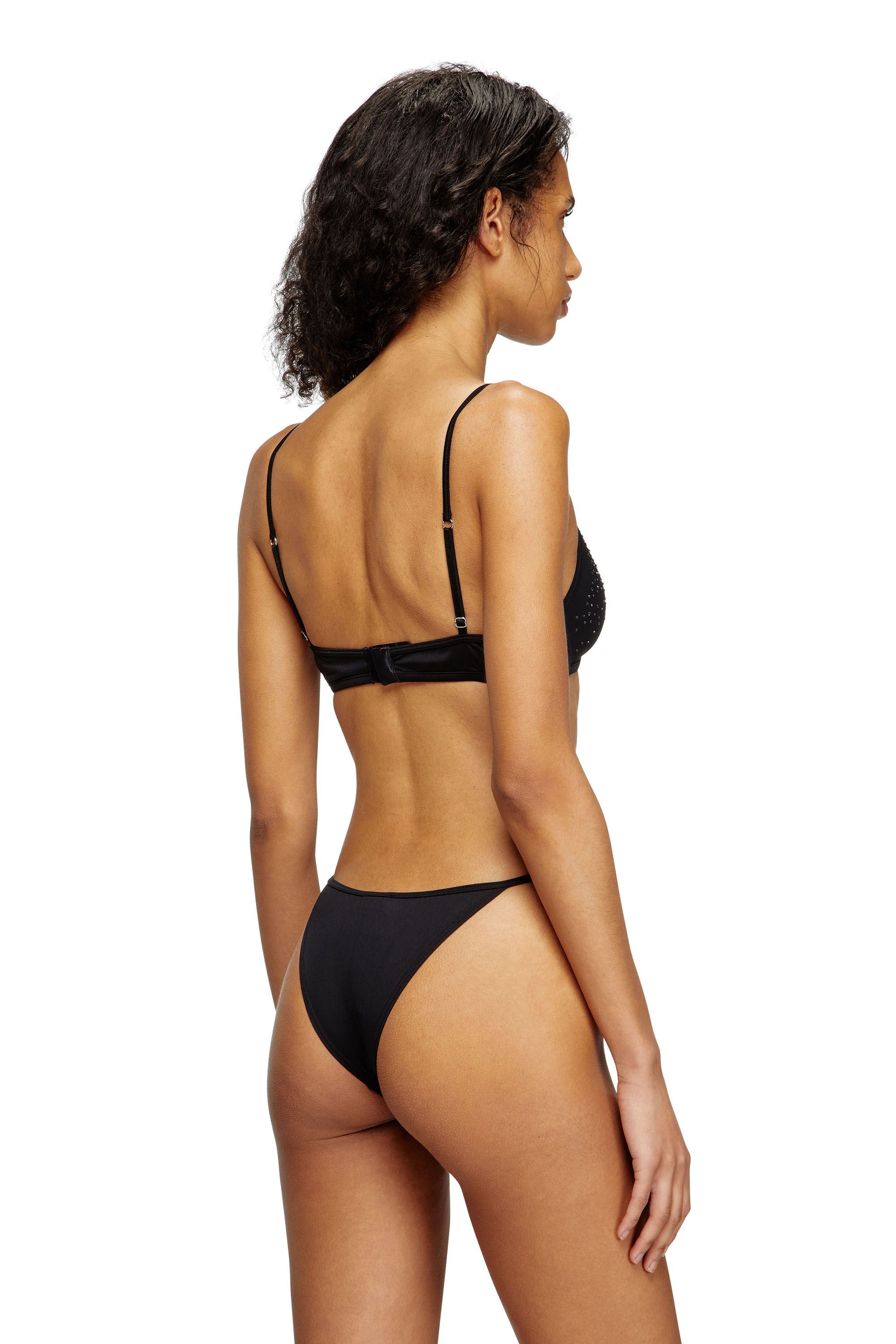 Diesel - LUNA-DNM, Damen Triangel-BH aus Mikrofaser mit Kristallen in Schwarz - 4