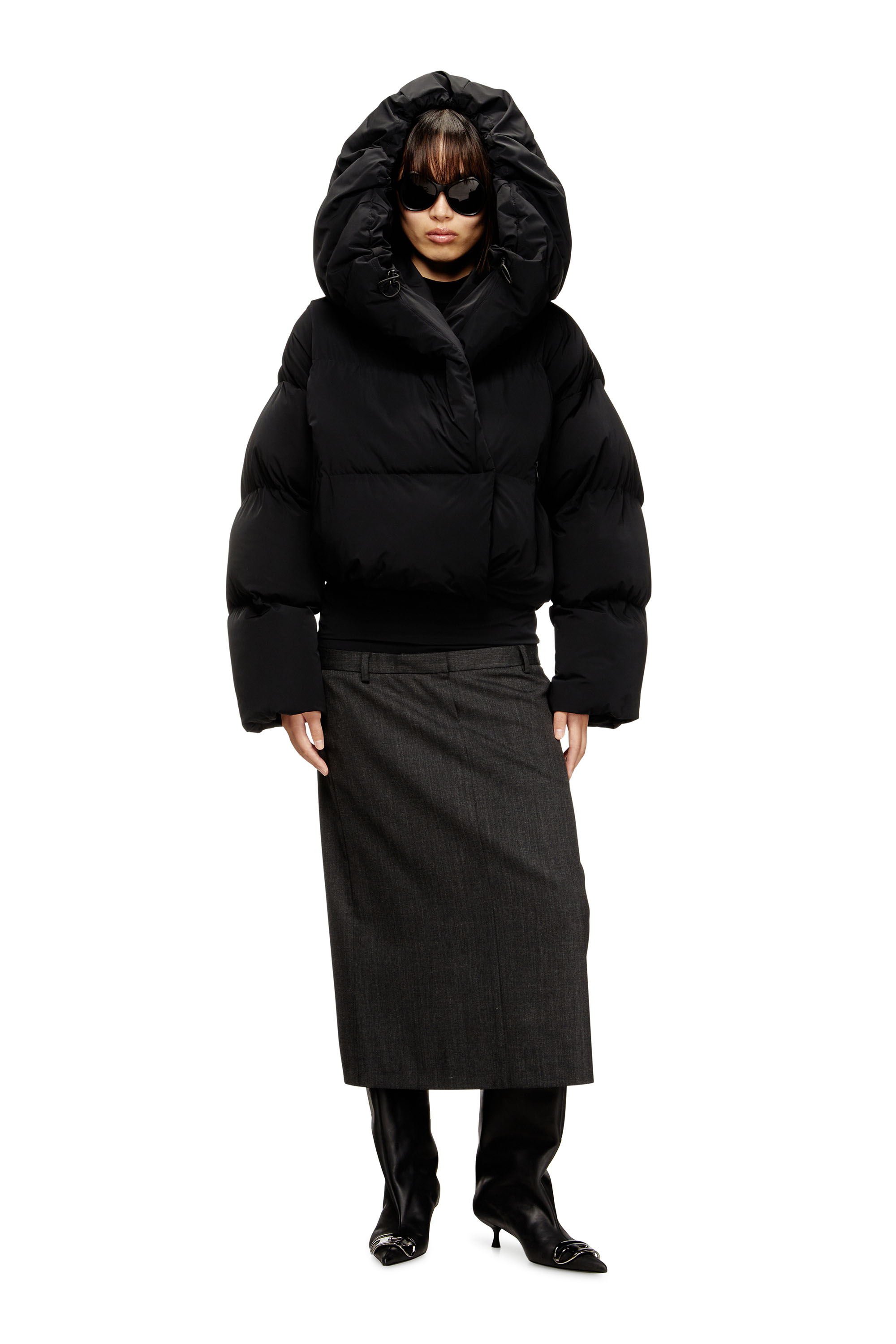 Diesel - W-ILEY-T1, Damen Wickel-Daunen-Jacke aus Bi-Stretch-Nylon in Schwarz - 2