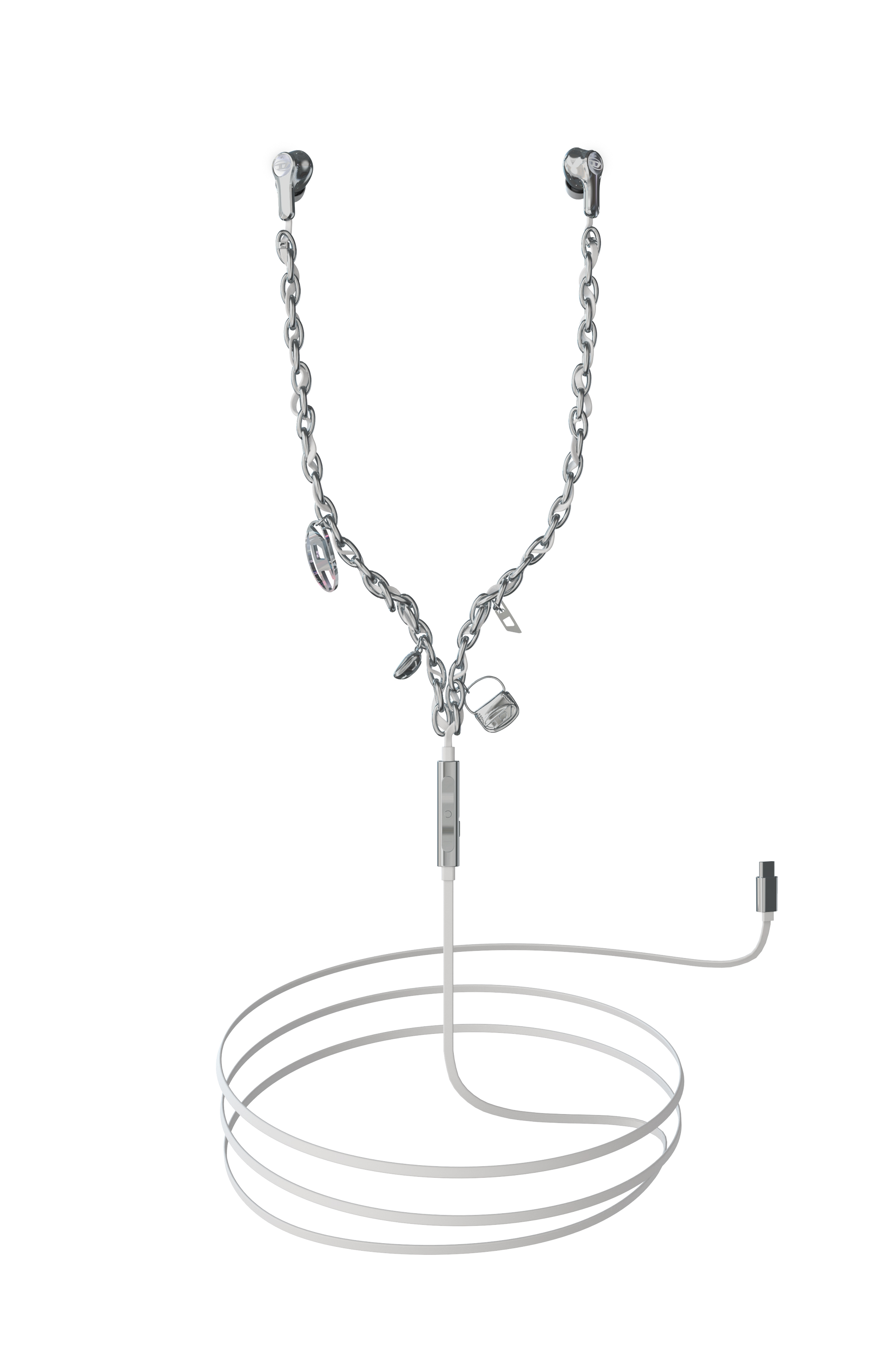 Diesel - 60458  WIRED EARBUDS WIRED EARBUDS, Auricolari con filo e charms Unisex in Argento - 1