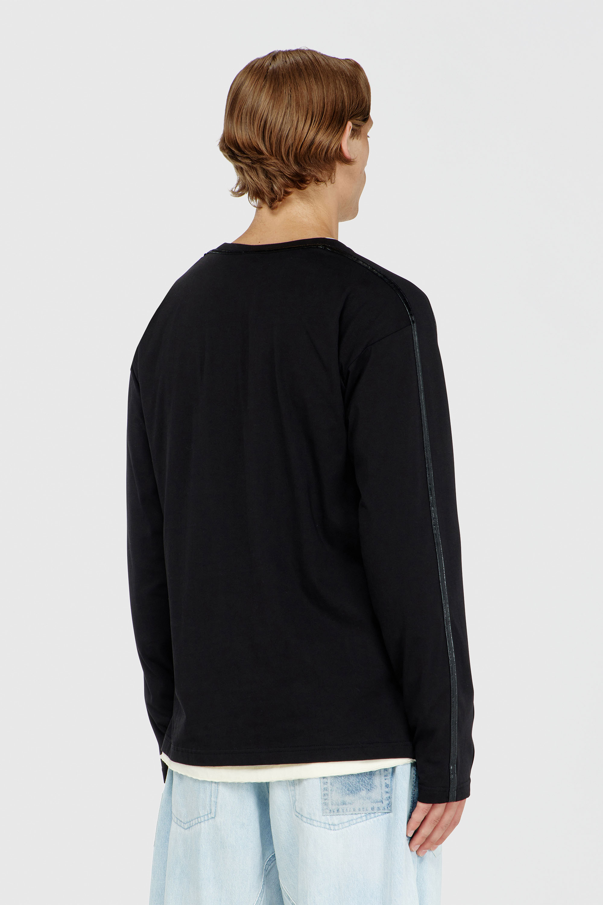 Diesel - T-NORM-LS-FL, Herren Langarm-T-Shirt mit tonalen Abschl&uuml;ssen in Schwarz - 4