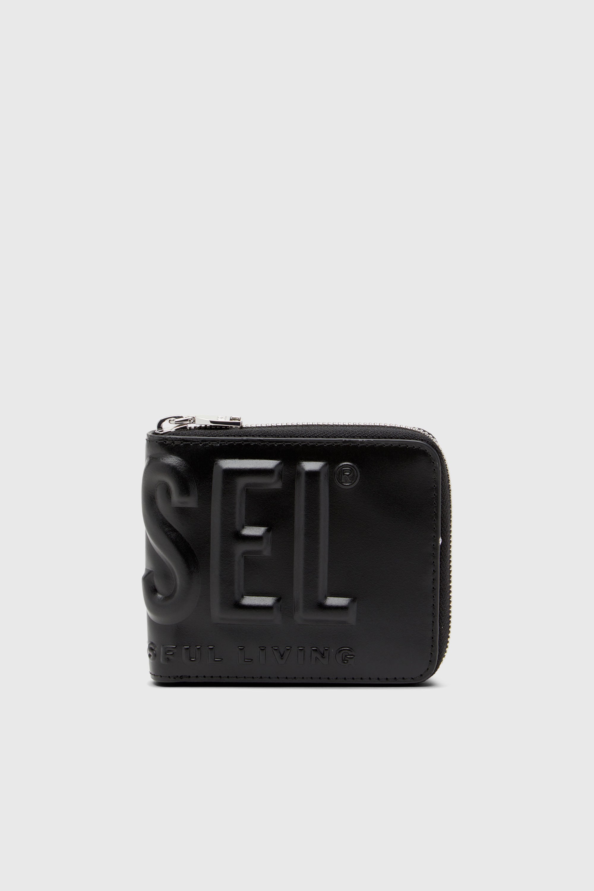 Diesel - DSL 3D- BI FOLD COIN ZIP XS, Portafoglio con zip in pelle con logo a rilievo Uomo in Nero - 1