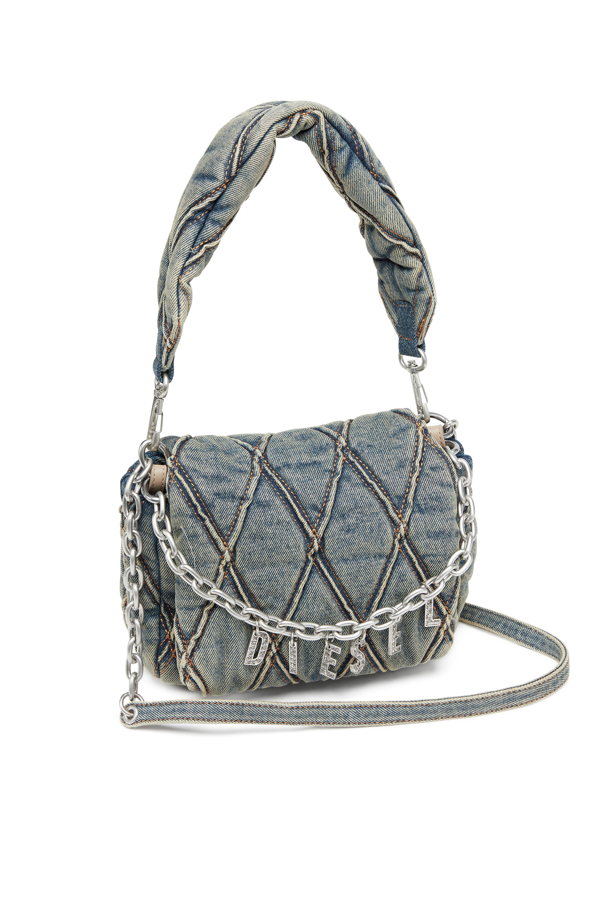 Diesel - CHARM-D SHOULDER S, Charm-D S-Borsa piccola in denim trapuntato Donna in Blu - 3