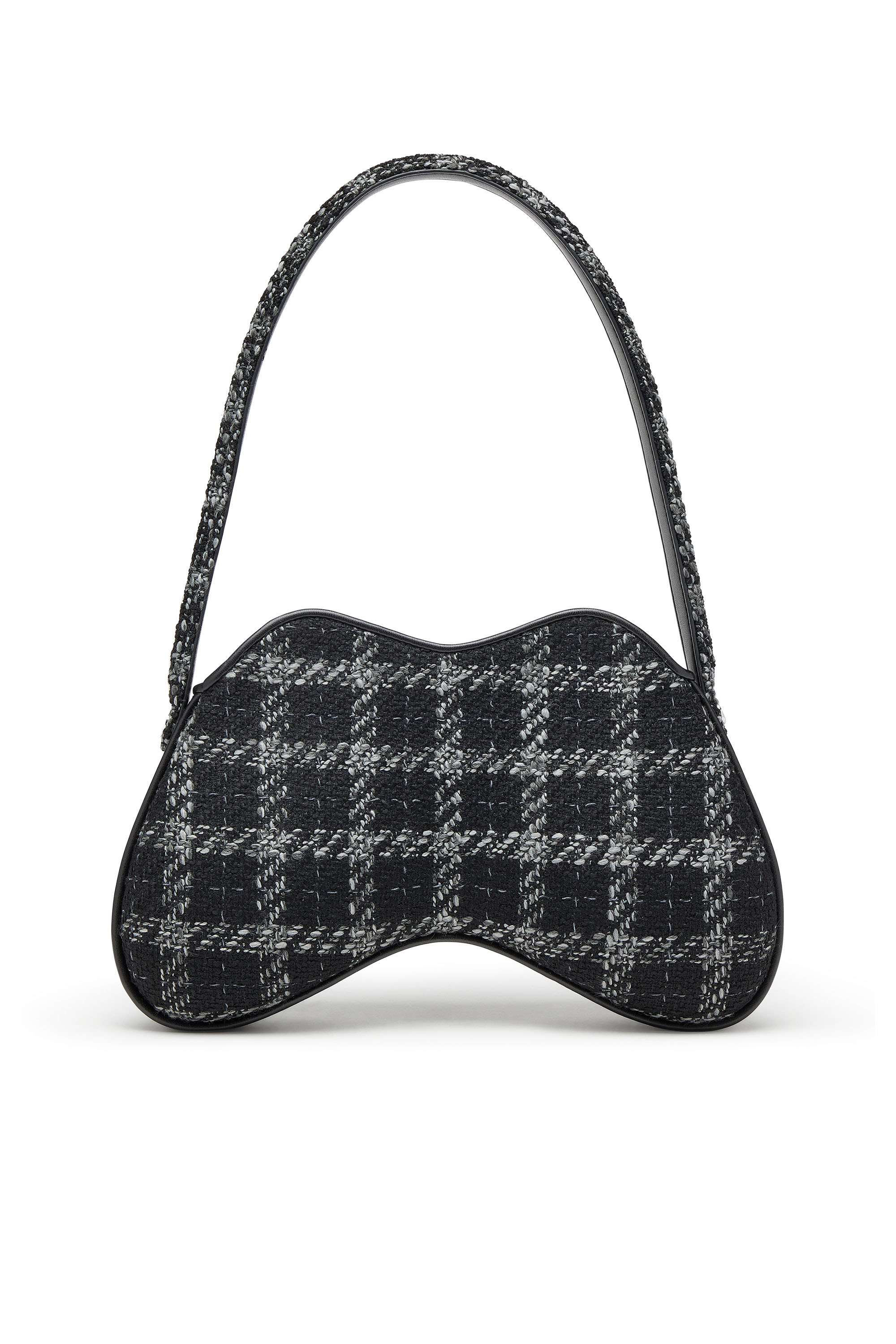 Diesel - DOUBLE-D SHOULDER, Damen Schultertasche mit Hahnentritt-Muster in Schwarz - 4