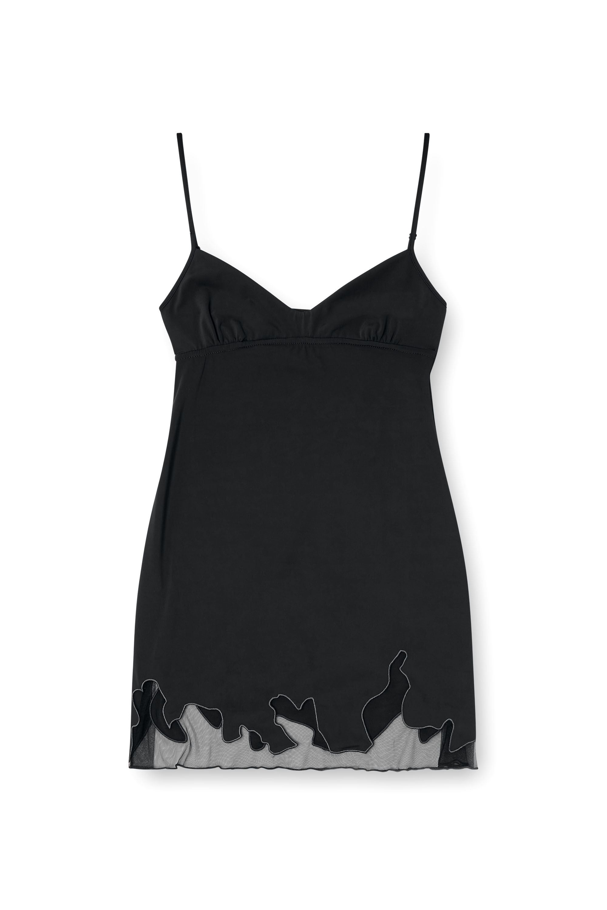 Diesel - D-INLAY-R1, Mini-robe en nylon avec insert en tulle Femme in Noir - 2