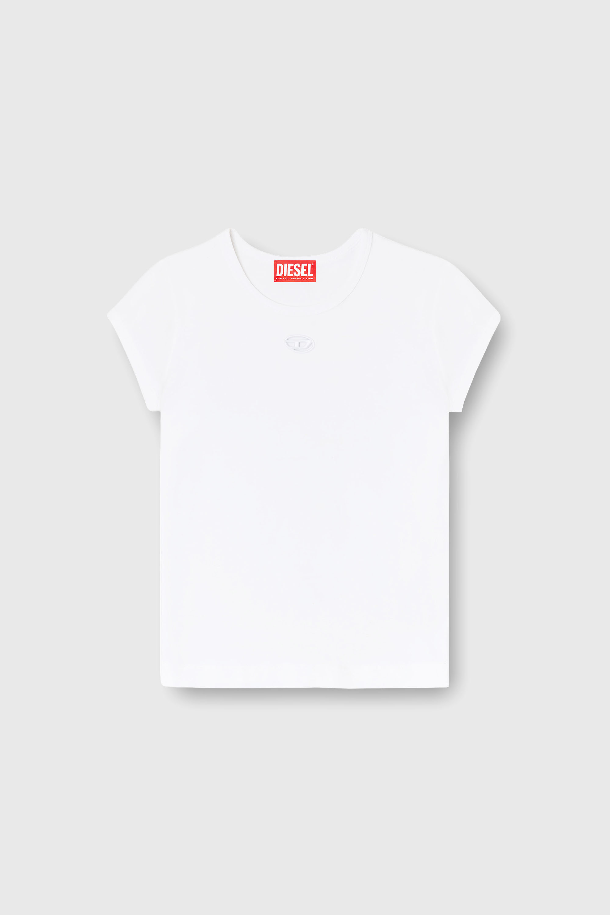 Diesel - T-ANGIE-OD, T-shirt avec logo d&eacute;coup&eacute; brod&eacute; Femme in Blanc - 2