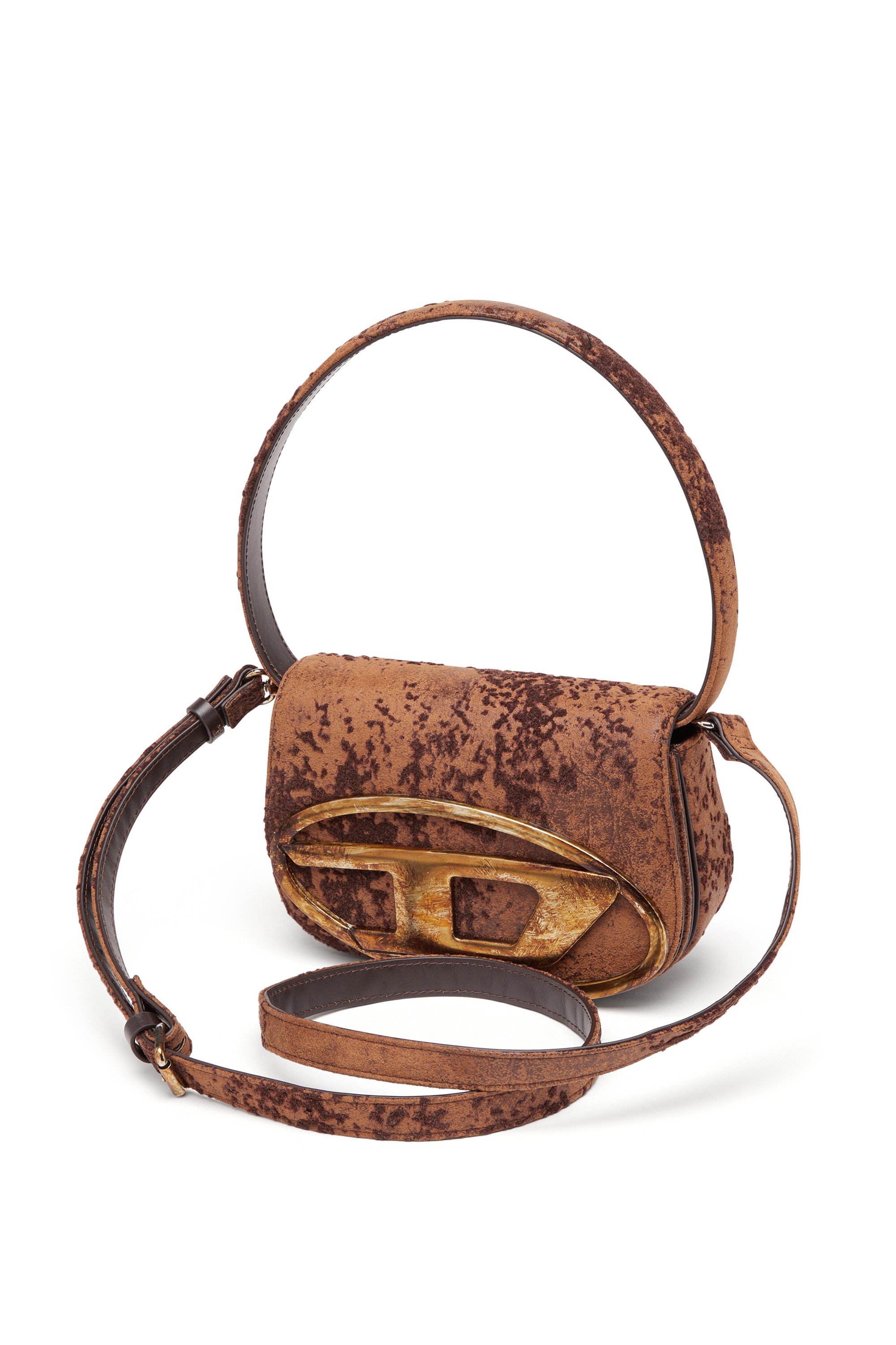 Diesel - 1DR, 1DR-Iconica borsa a spalla in tessuto floccato Donna in Marrone - 5