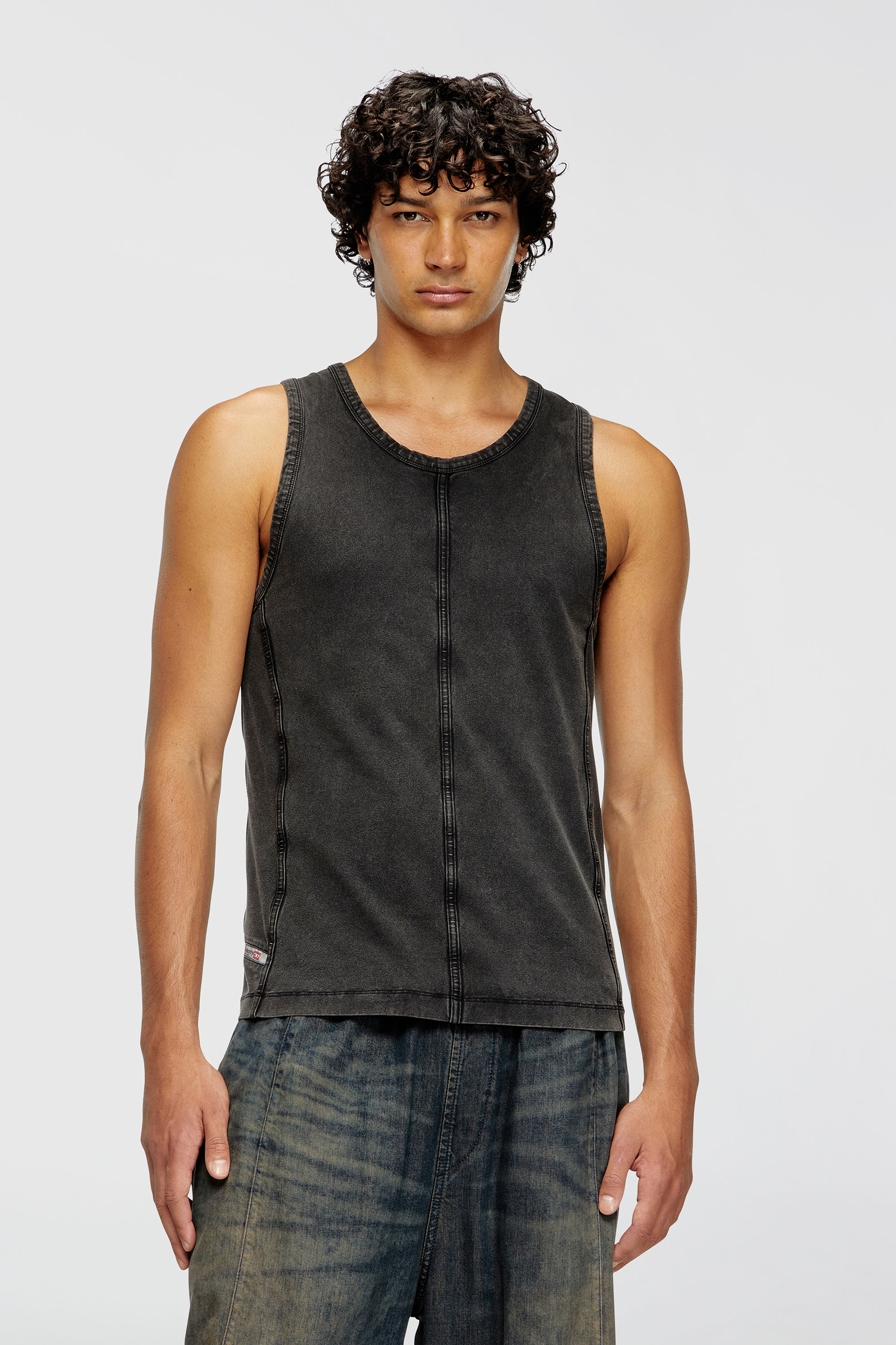 Diesel - T-MELY-SL, Canotta in jersey effetto denim Uomo in Nero - 3
