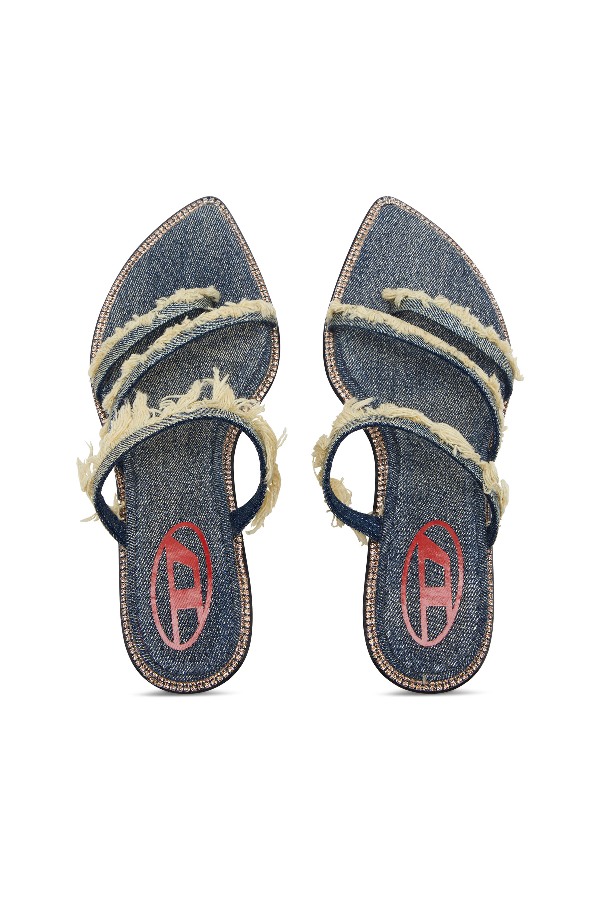 Diesel - D-HAVANNA KITTIE, D-Havanna Kittie-Mule in denim sfrangiato con cristalli Donna in Blu - 4
