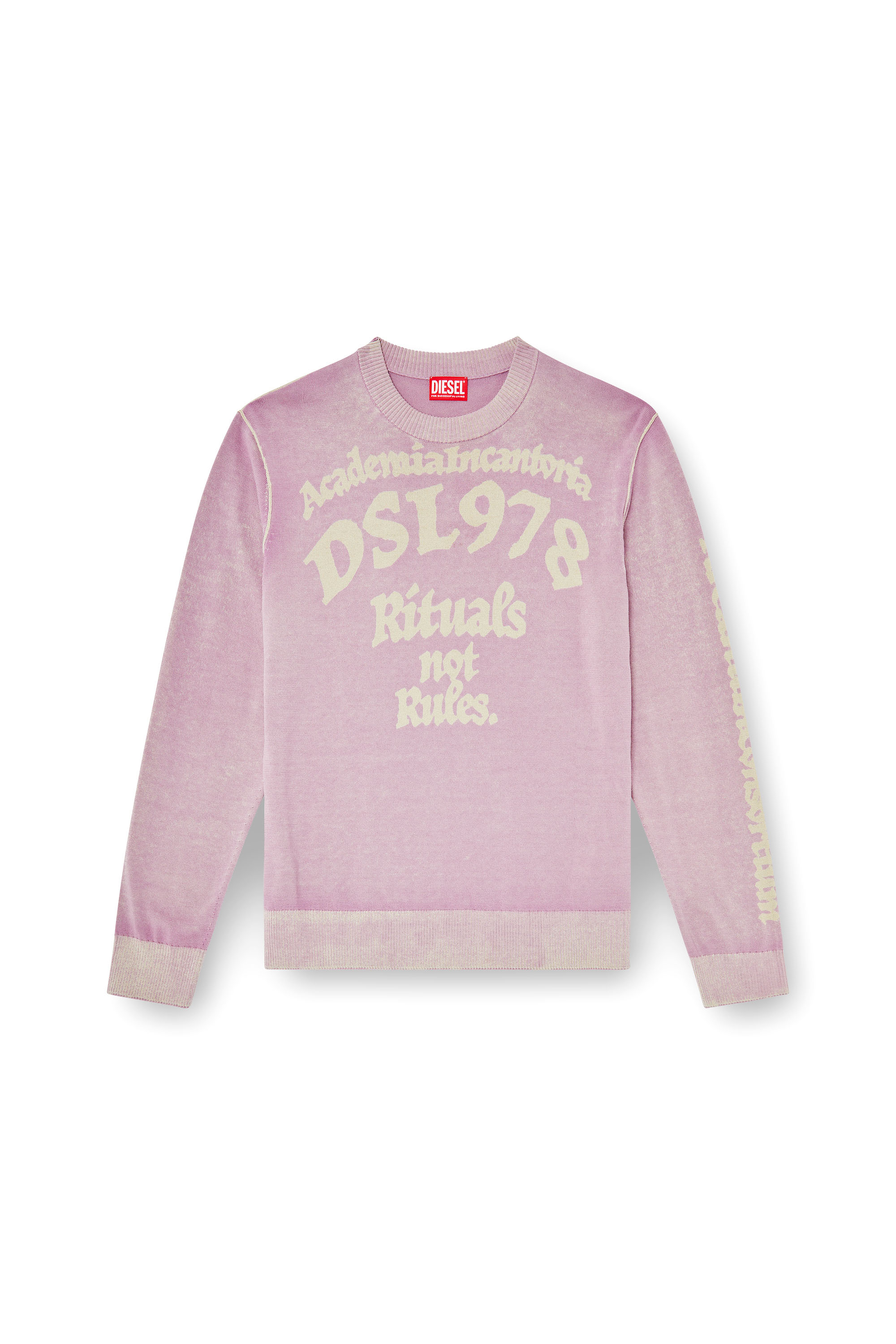 Diesel - K-LAUTI, Herren Pullover aus behandelter Baumwolle mit Slogan in Lila - 2