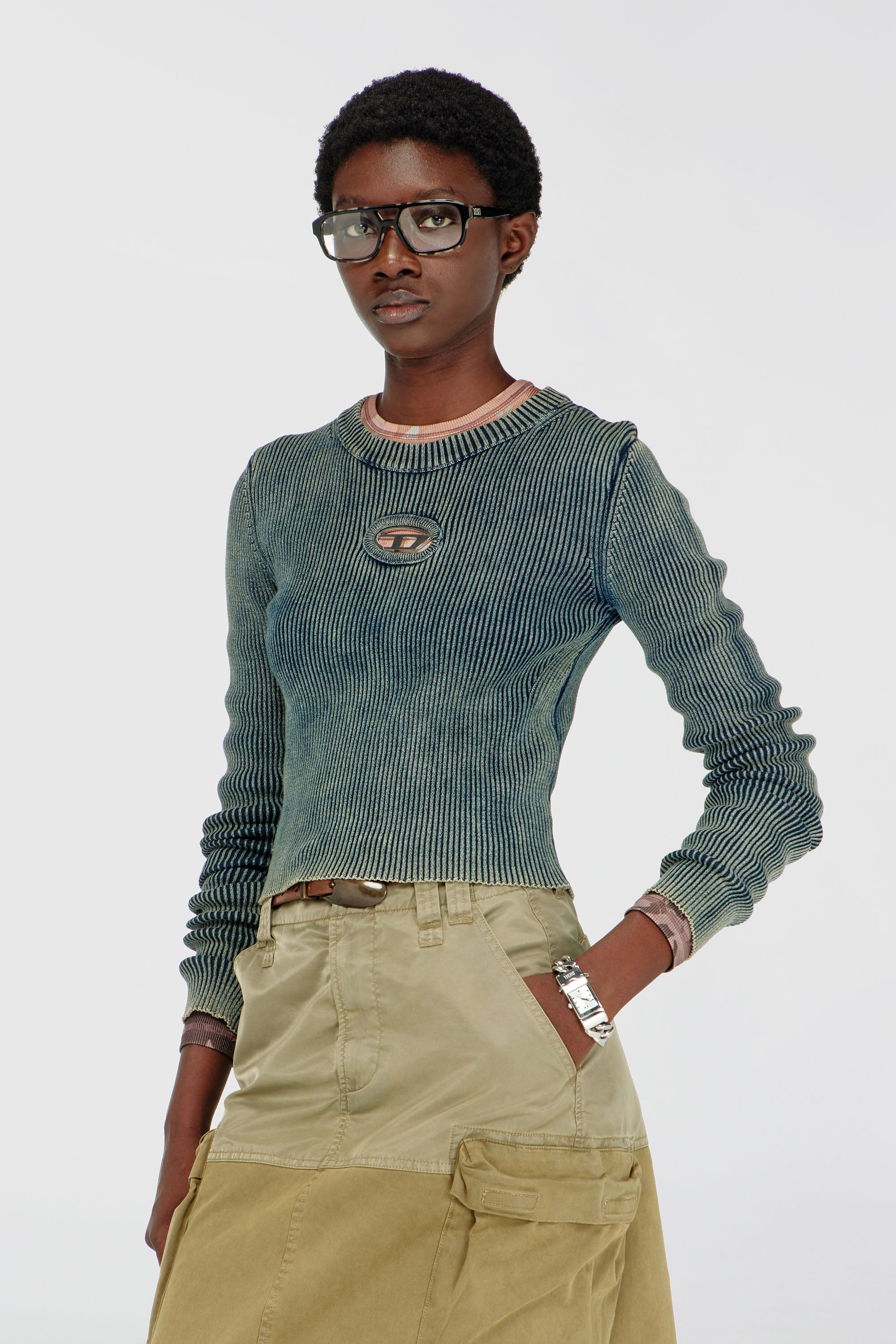 Diesel - M-ANCHOR-A, Top a coste con Oval D Donna in Blu - 1