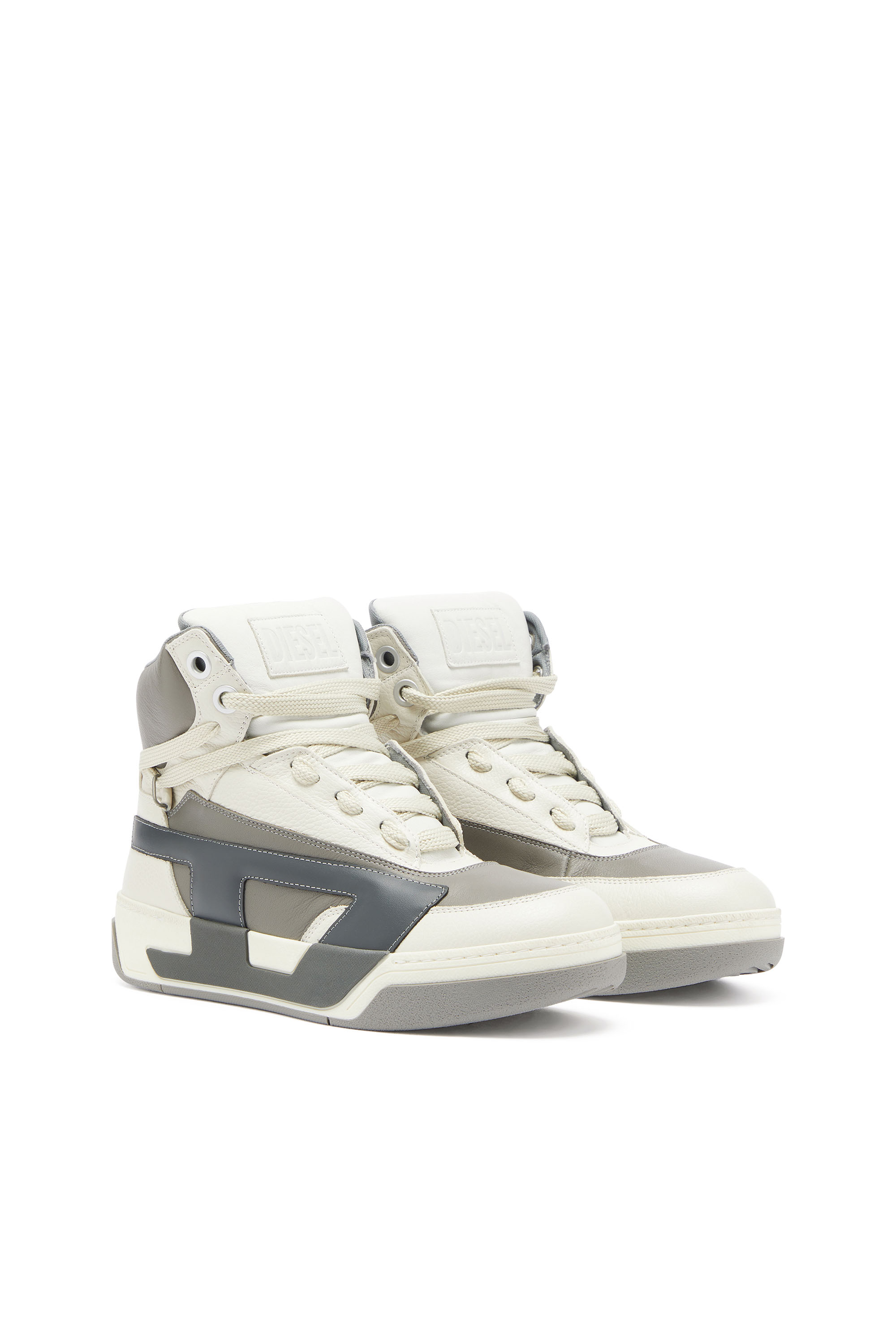 Diesel - S-D-OLLIE MID, Herren S-D-Ollie - High-Top-Sneaker aus Leder mit D-Logo in Wei&szlig;/Grau - 2