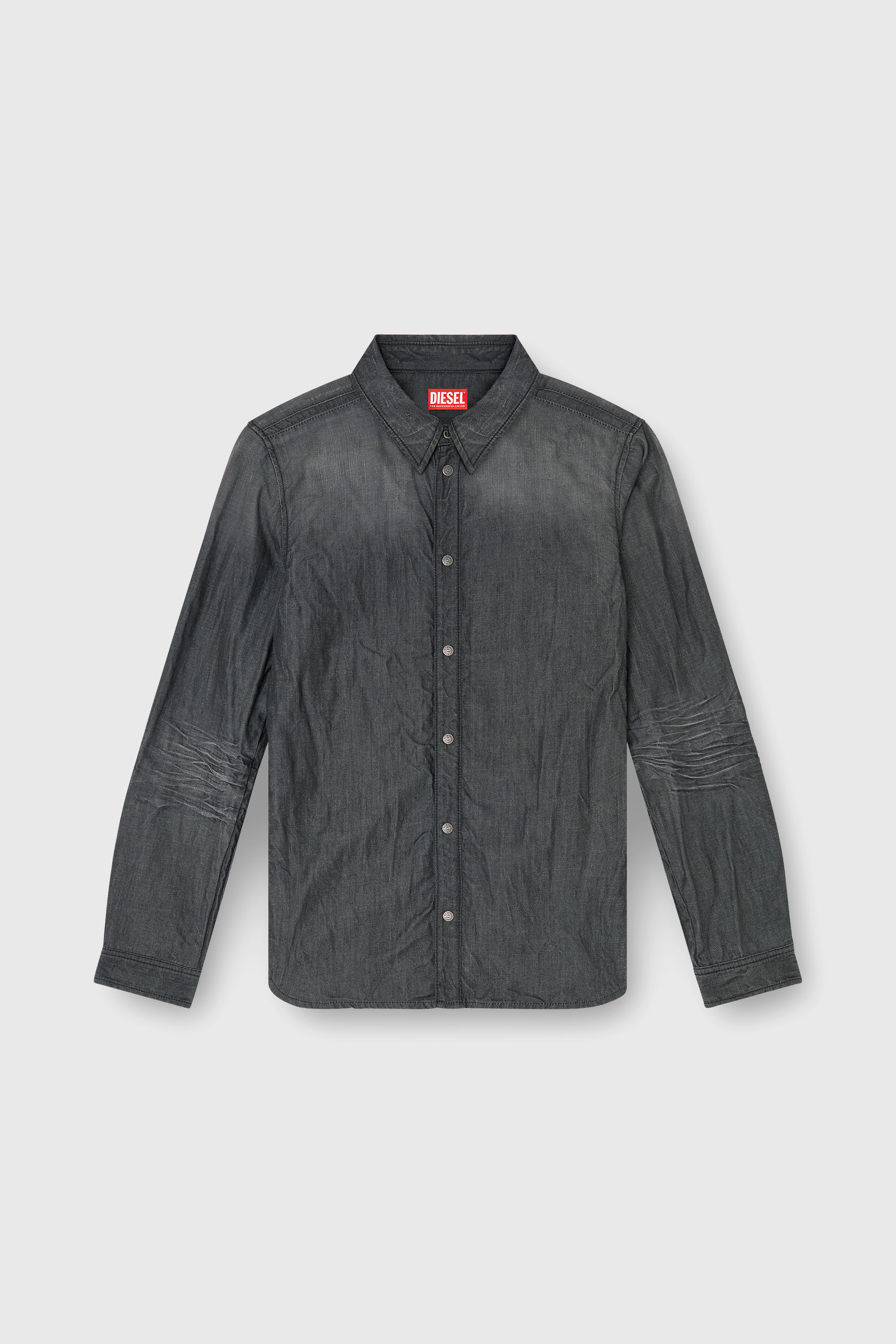 Diesel - D-SYNAR-FSJ2, Camicia in denim stropicciato Uomo in Grigio - 2