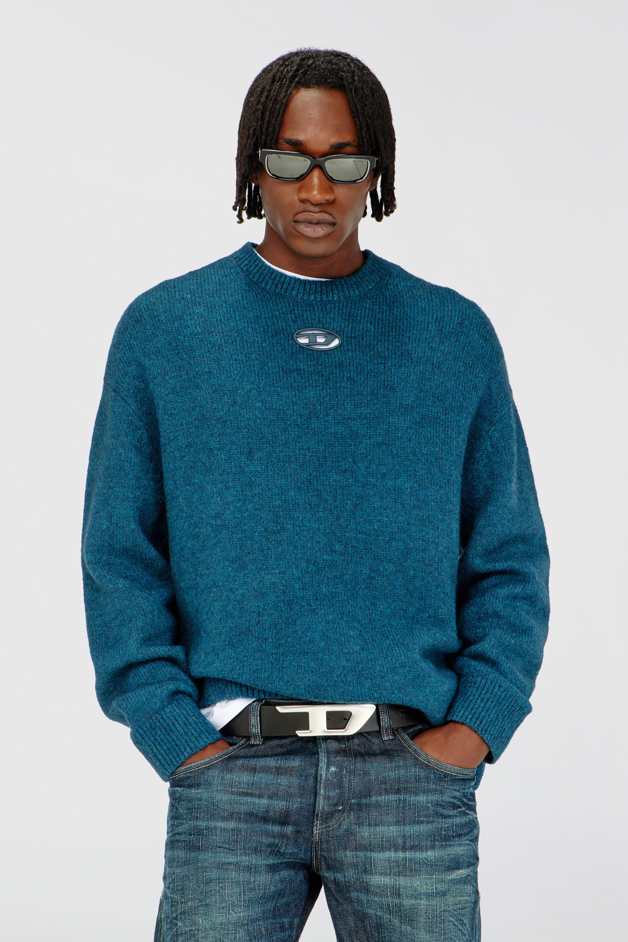 Diesel - K-AREESO, Maglia in misto lana e alpaca Uomo in Verde - 3