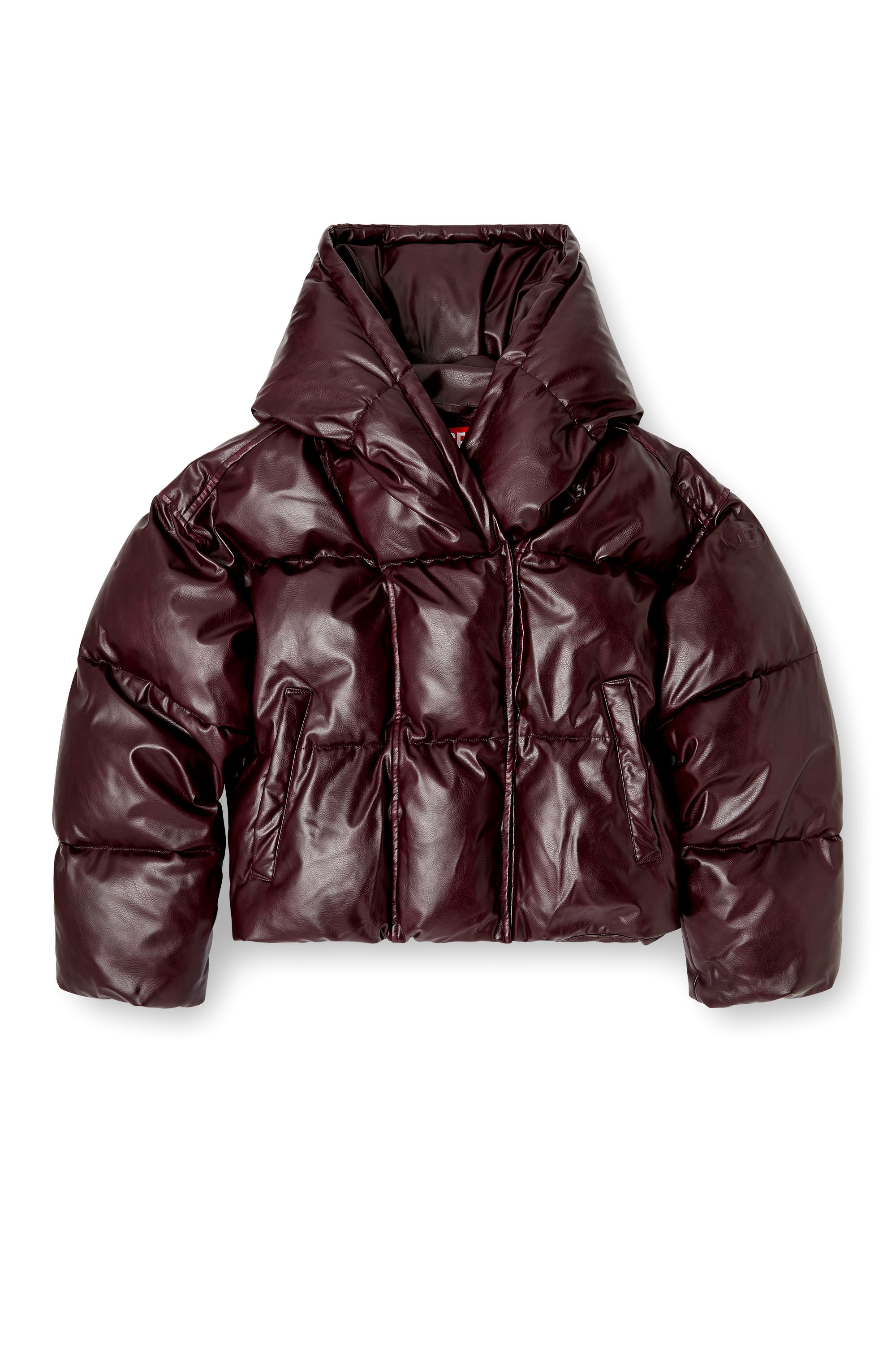 Diesel - FR-W-ILLEY, Doudoune à capuche burgundy en tissu enduit Femme in Rouge - 3