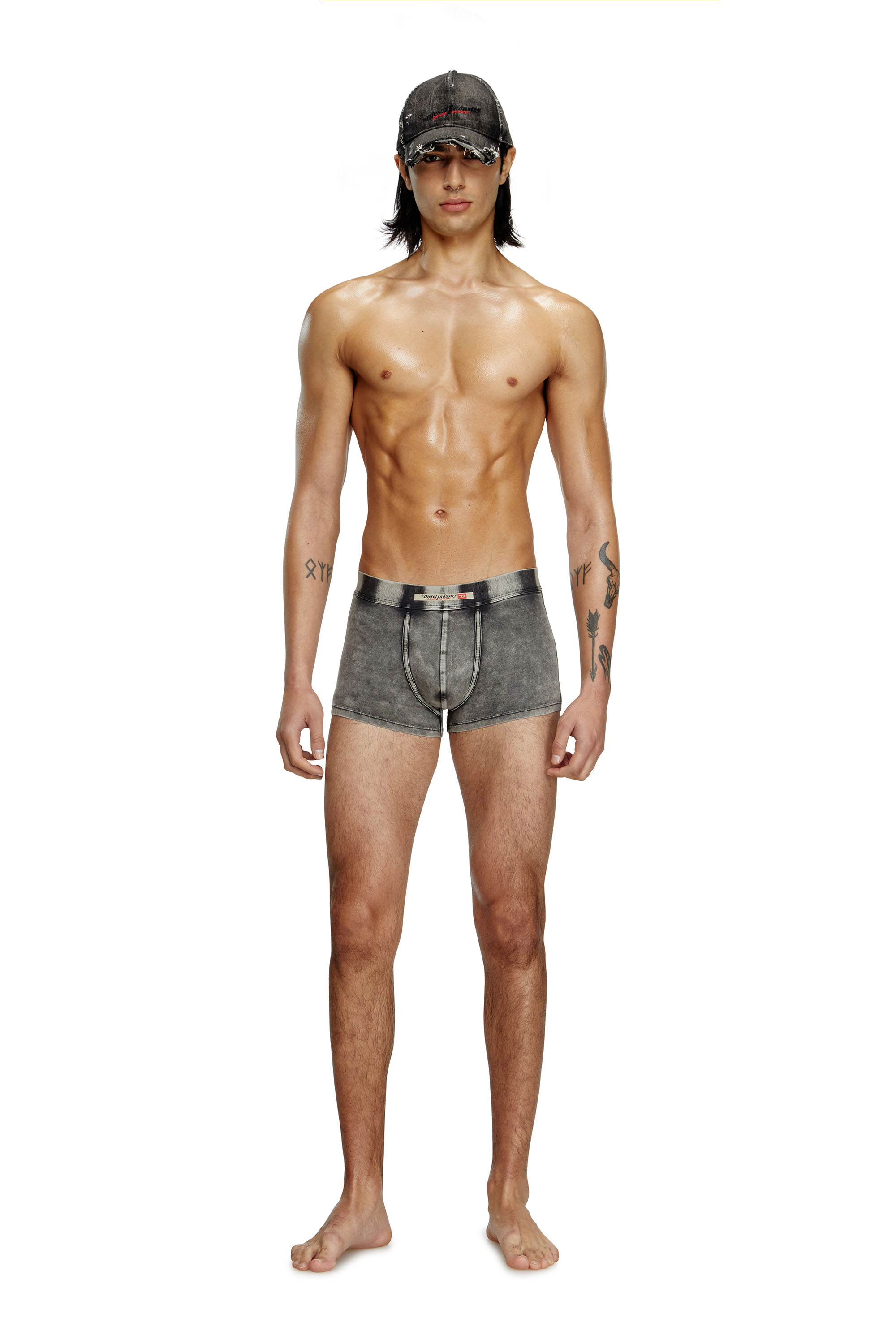 Diesel - UMBX-DAMIEN-H, Boxer en coton effet denim Homme in Noir - 1