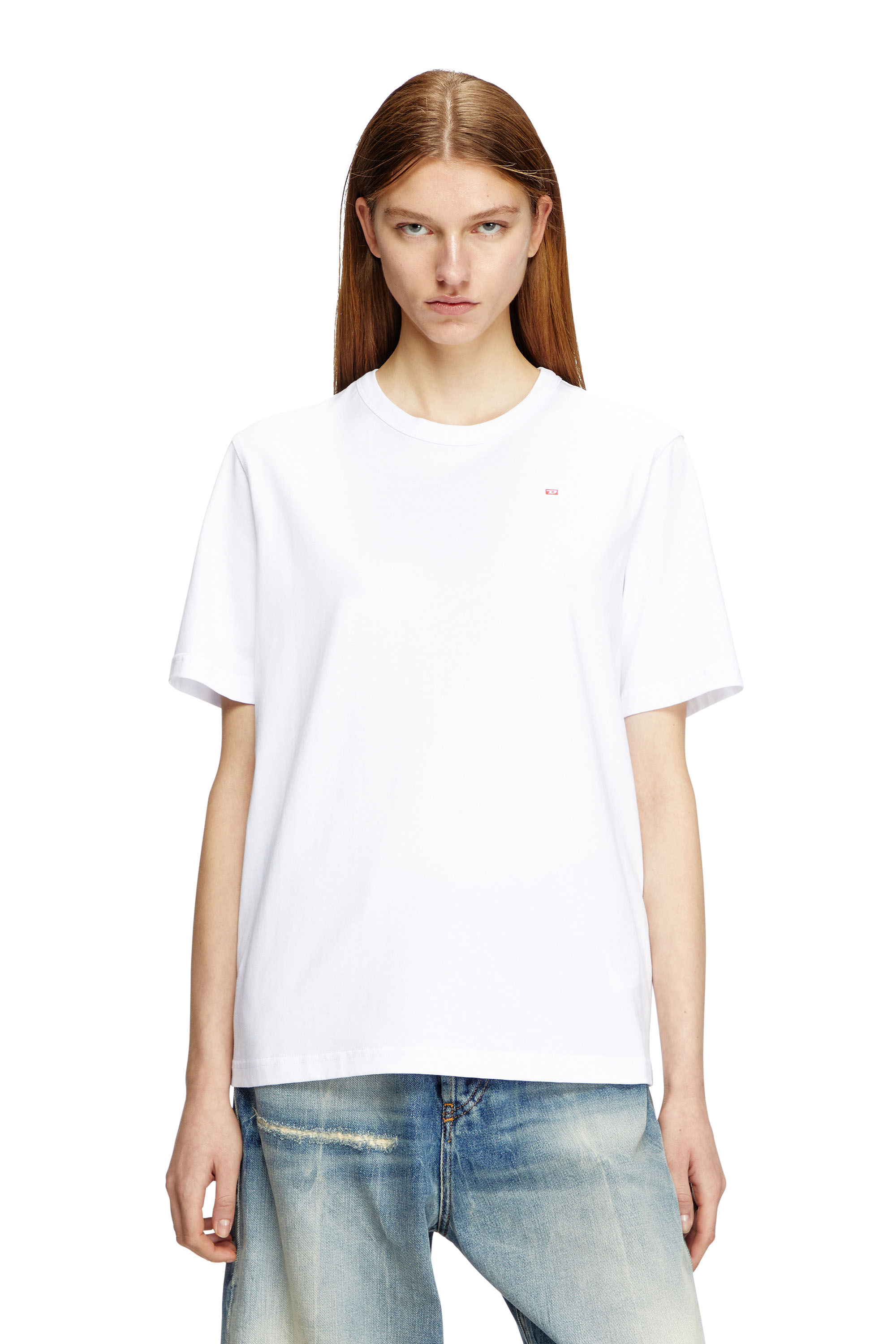 Diesel - T-ADJUST-MICRODIV, Unisex T-Shirt mit gesticktem Mikro-Logo in Weiß - 1
