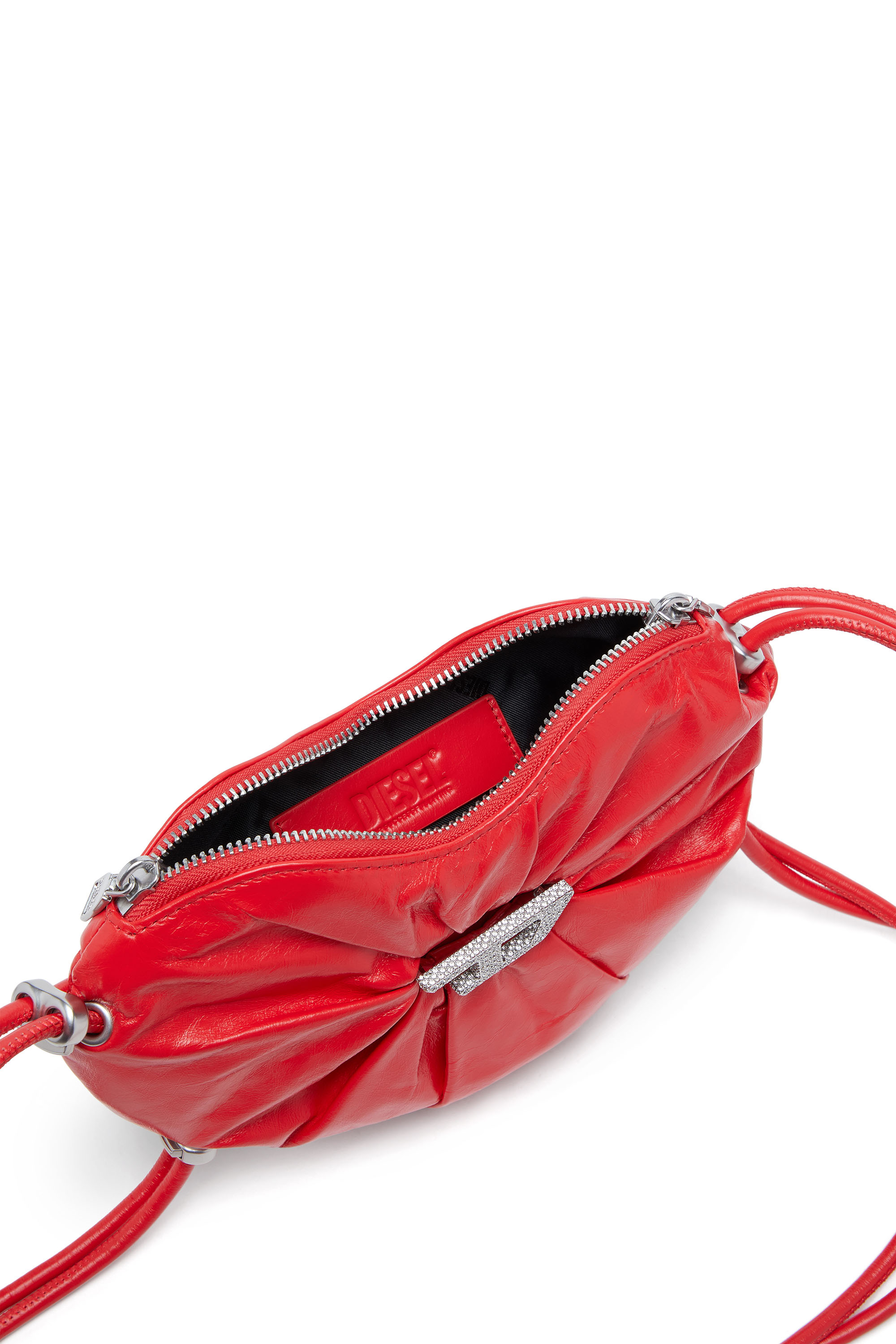Diesel - SCRUNCH-D HEART, Damen Scrunch-D-Heart Schultertasche aus geknautschtem Leder in Rot - 4