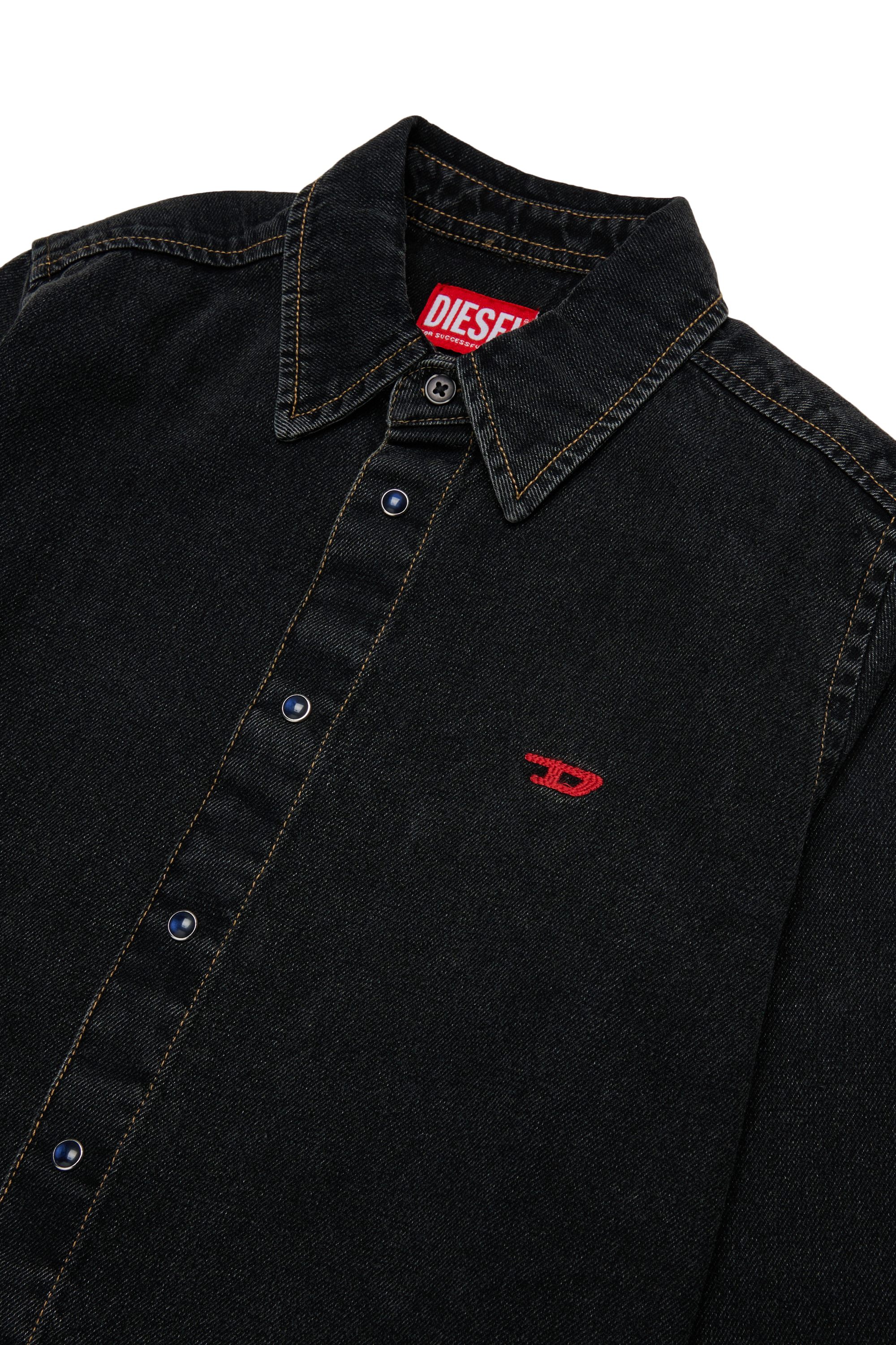 Diesel - CSIMPLY-OVER, Herren Denimhemd mit D-Logo-Stickerei in Schwarz/Dunkelgrau - 3