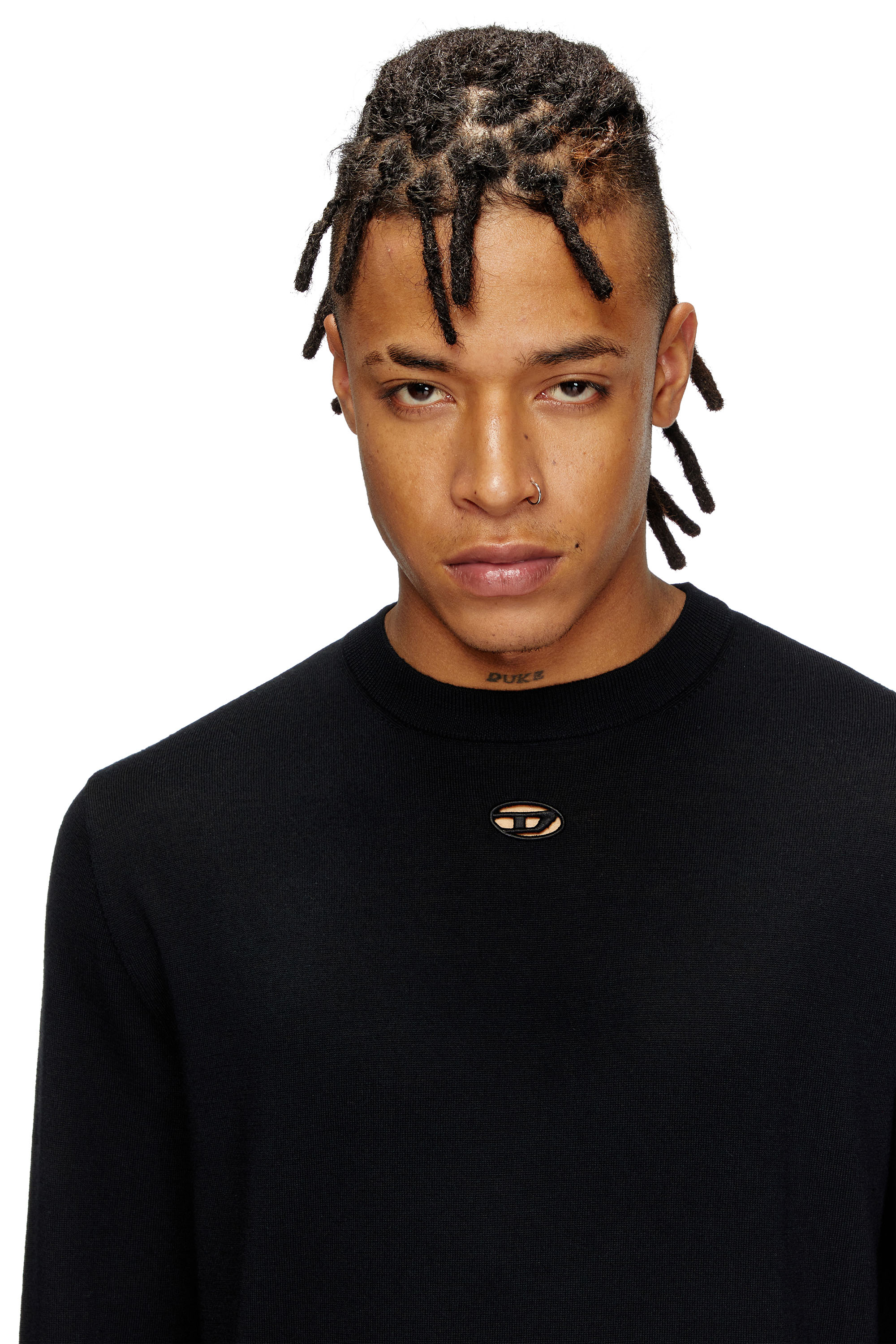 Diesel - K-VALIAM, Pull en laine avec logo cut-out Homme in Noir - 5