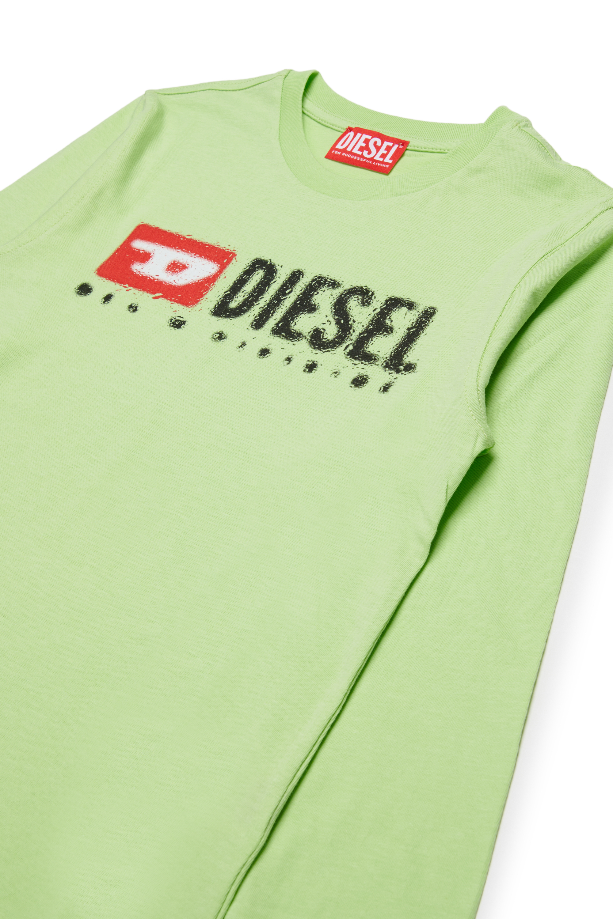 Diesel - TDROPS, T-shirt girocollo in cotone con stampa logo Uomo in Verde - 3