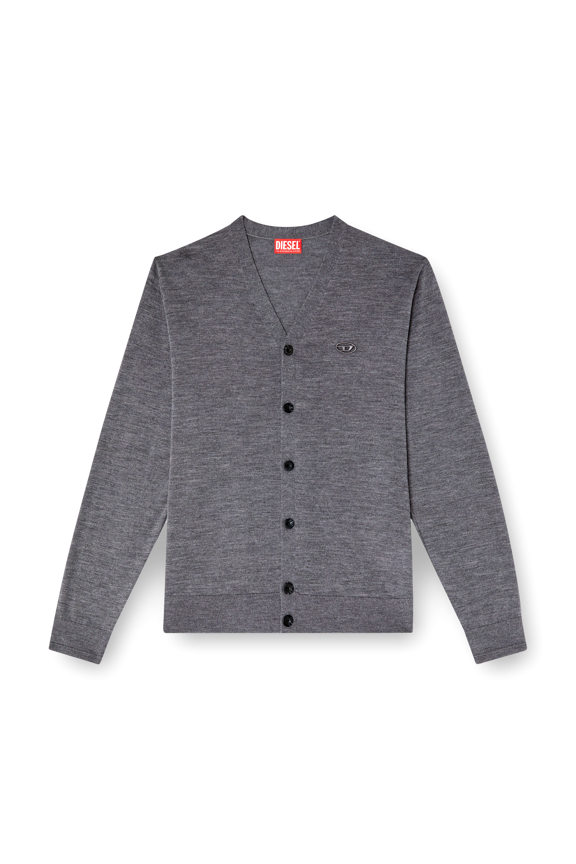 Diesel - K-VOLTO, Herren Cardigan aus Wolle mit Cut-out-Logo in Grau - 3