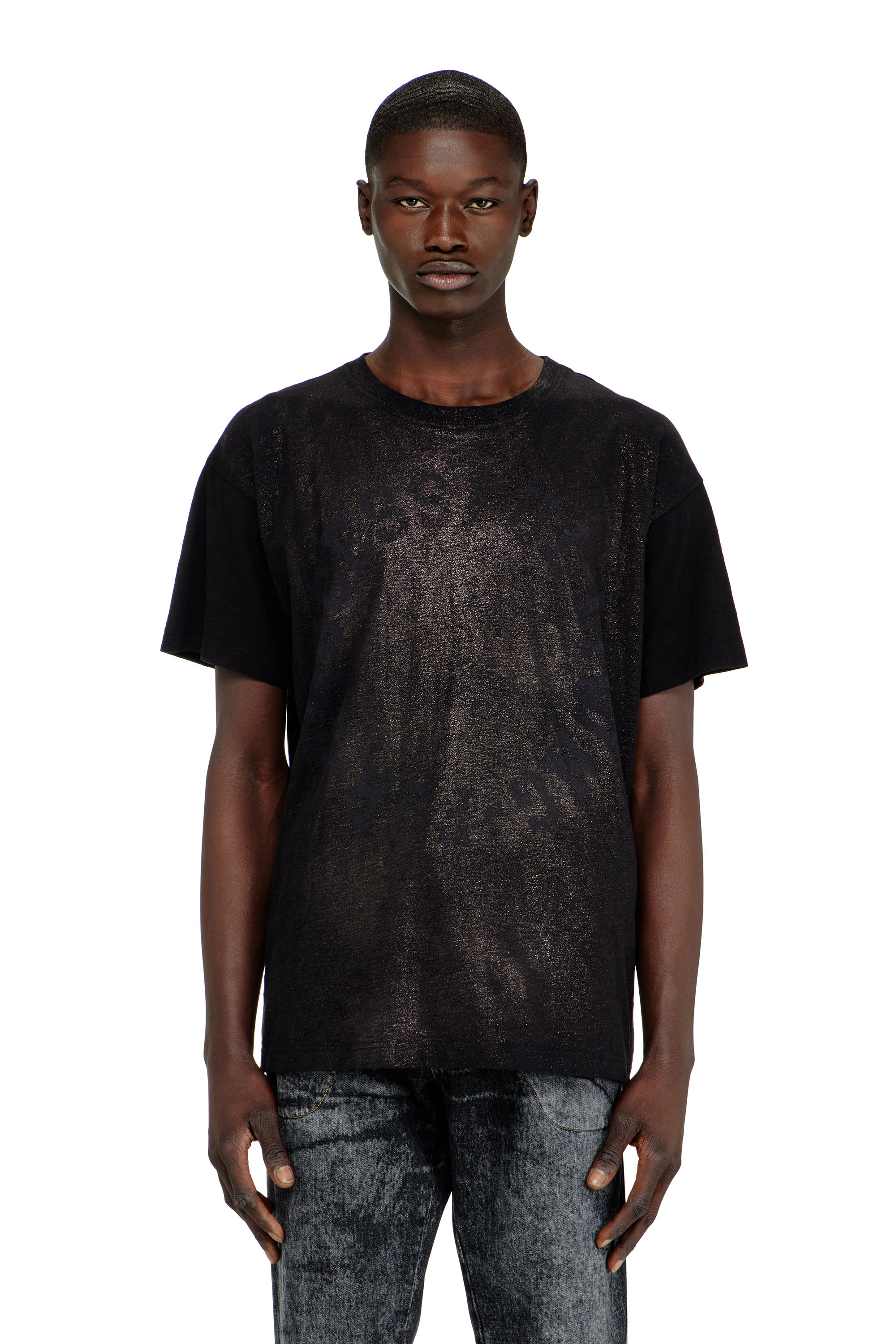 Diesel - T-NORM-AA2, Herren Baumwoll-T-Shirt mit Rundhalsausschnitt und Folienprint in null - 1