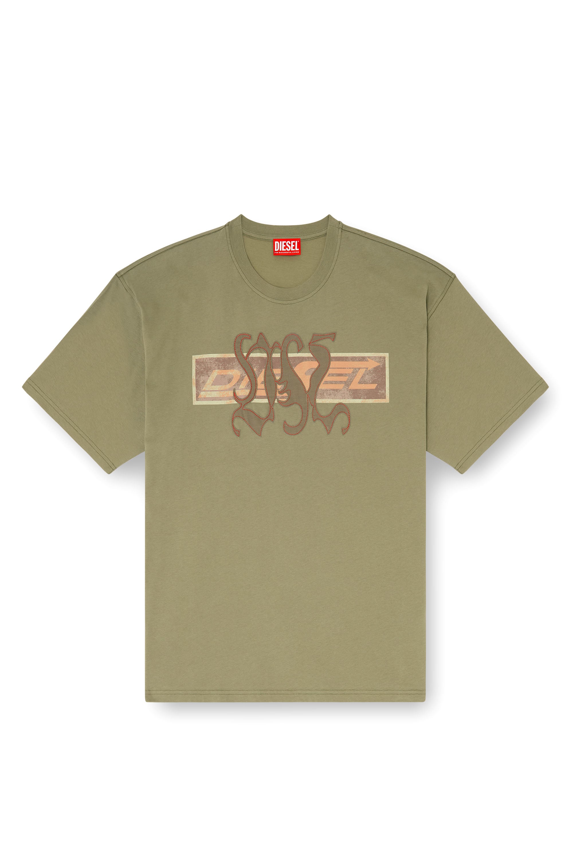 Diesel - T-BOXT-AA17, T-shirt avec imprim&eacute; graphique et patchs Homme in Vert - 3